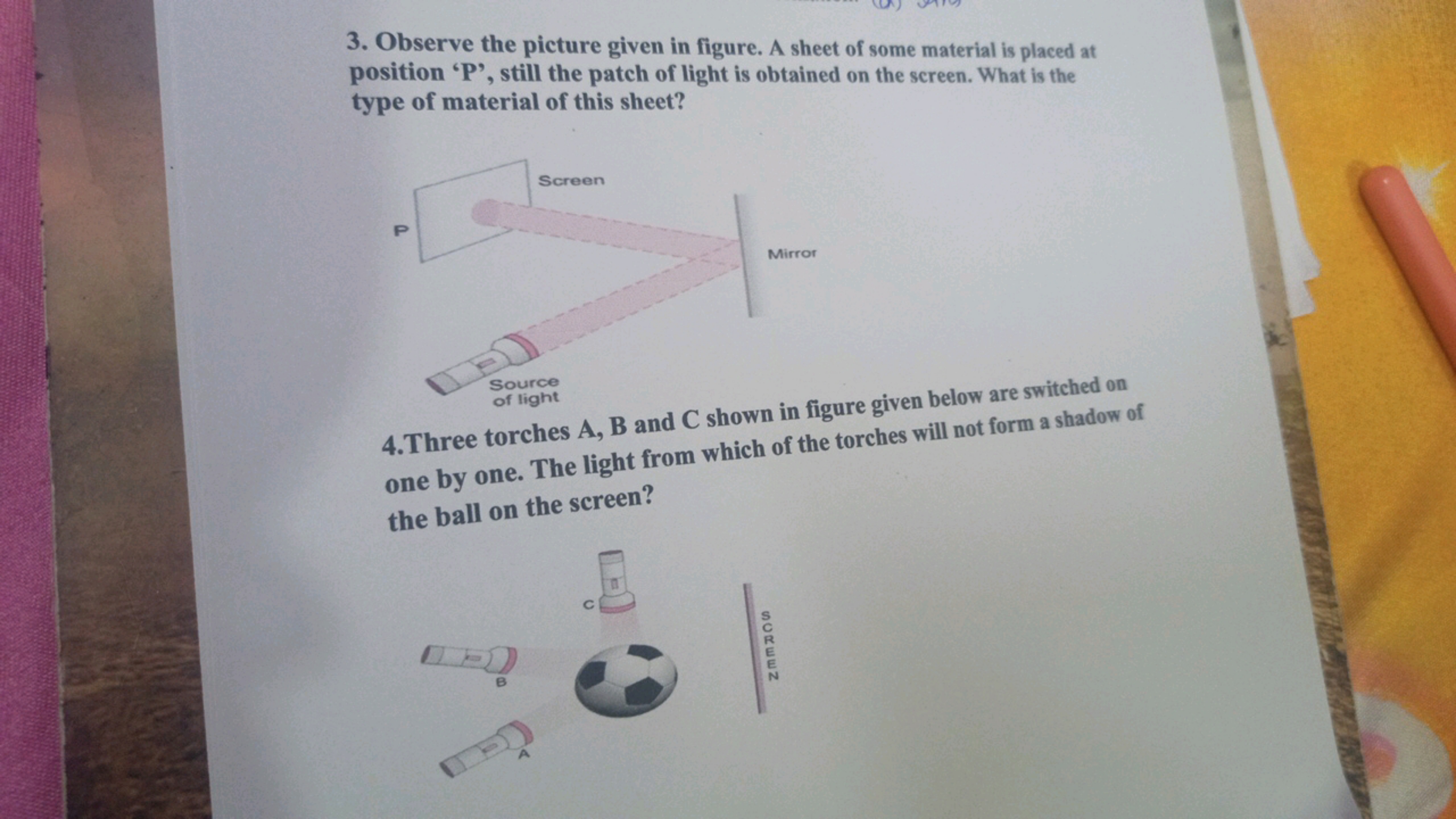 3. Observe the picture given in figure. A sheet of some material is pl