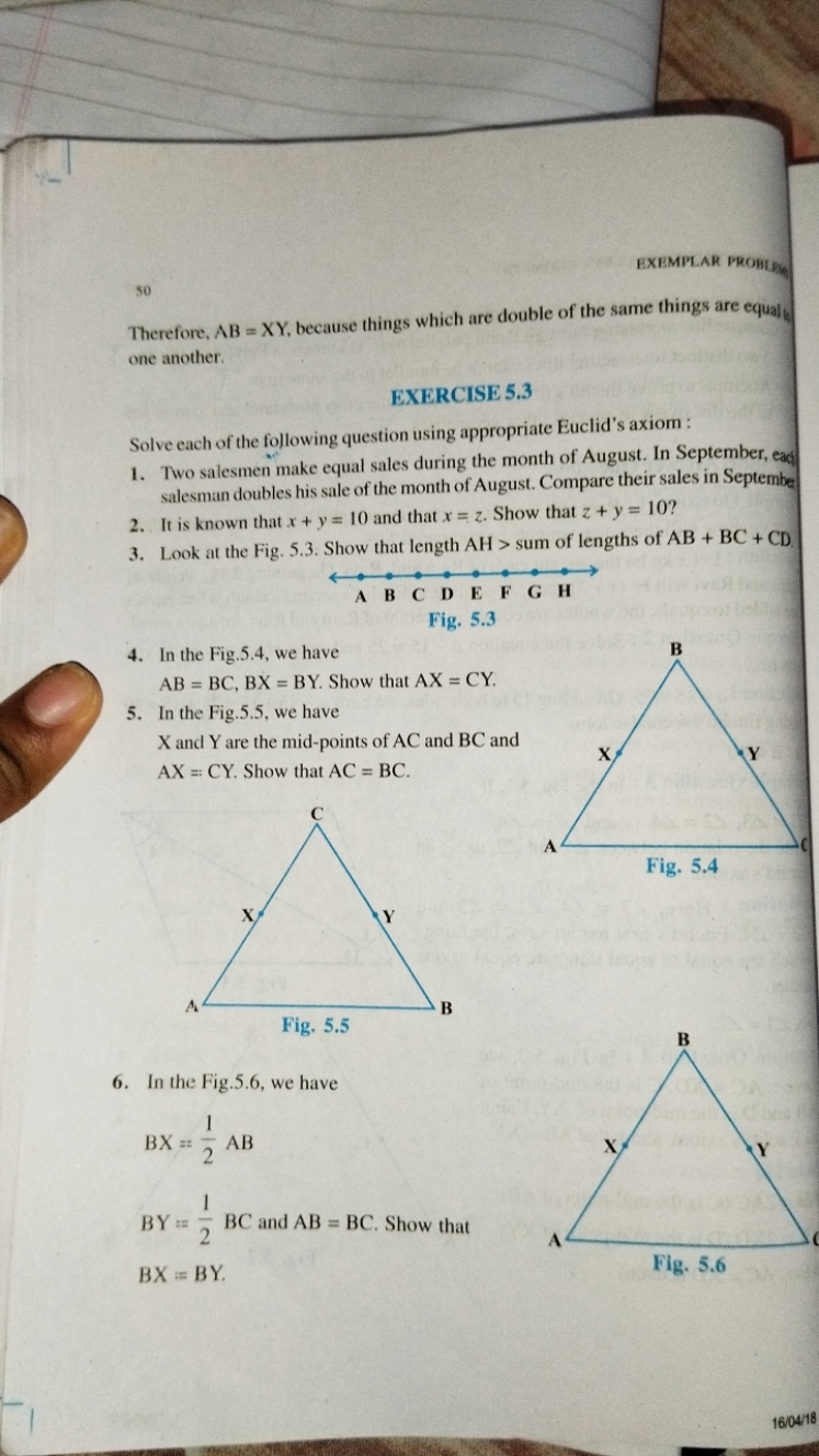 50
EXEMPLAR PROBLEA
Therefore, AB=XY, because things which are double 