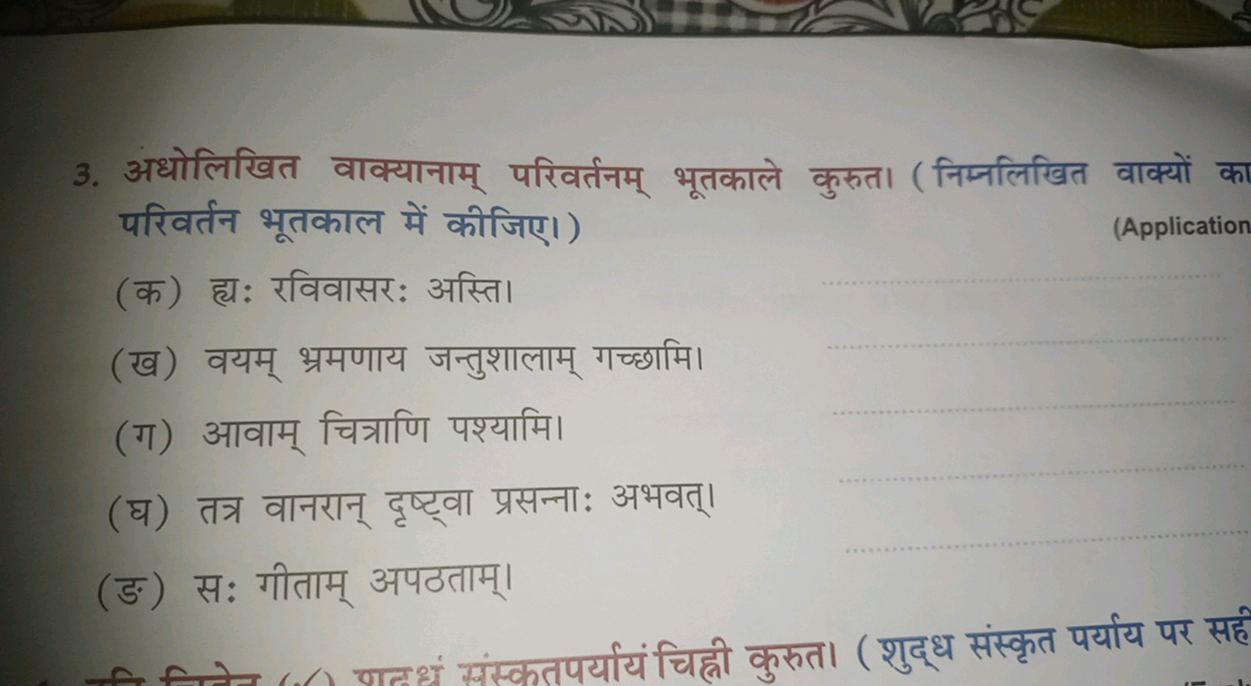 3. अधोलिखित वाक्यानाम् परिवर्तनम् भूतकाले कुरुत। (निम्नलिखित वाक्यों क