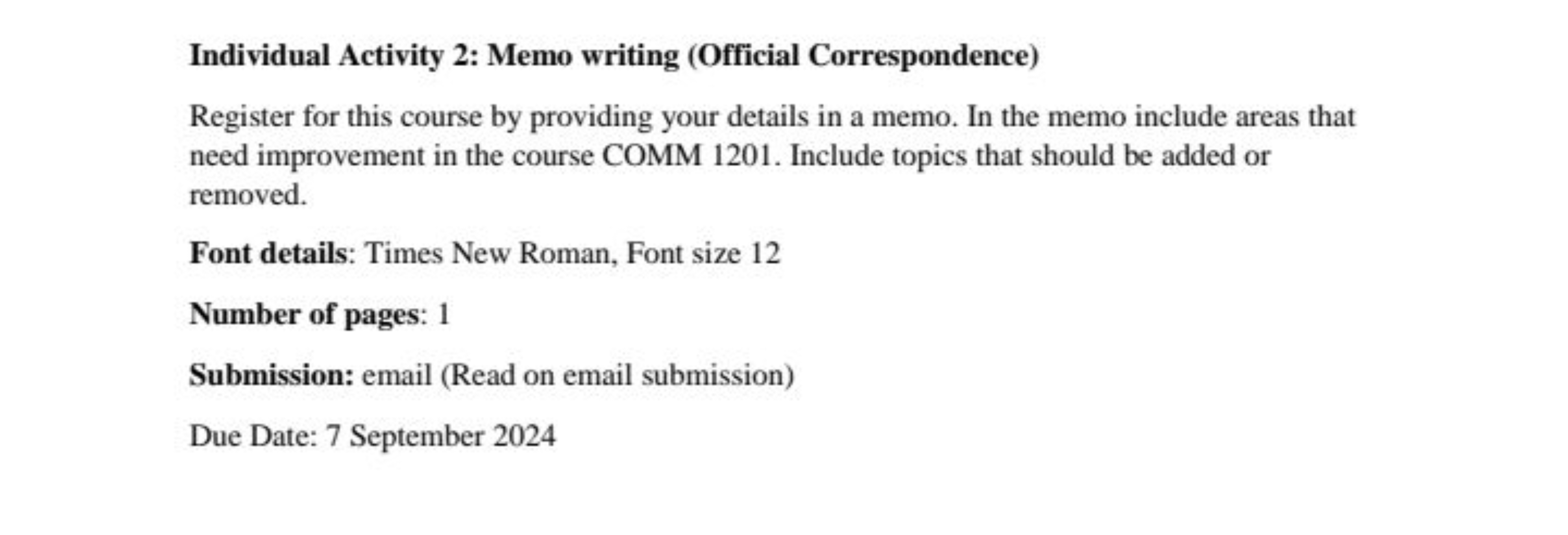 Individual Activity 2: Memo writing (Official Correspondence)
Register