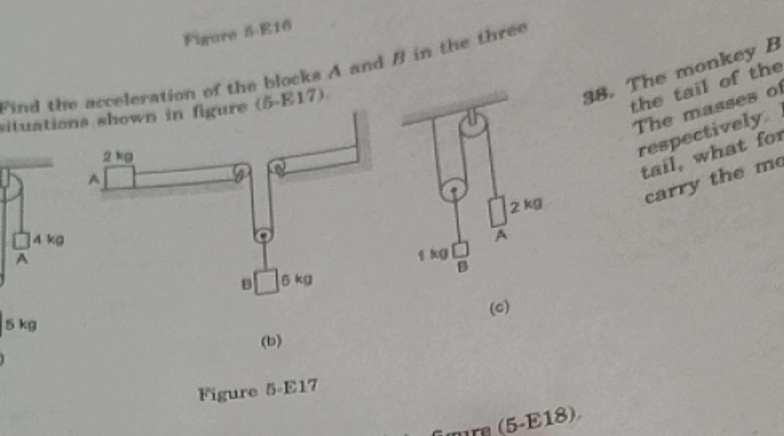 Firare 5 E 816
Find the acceleration of the blockn A and B in the thre