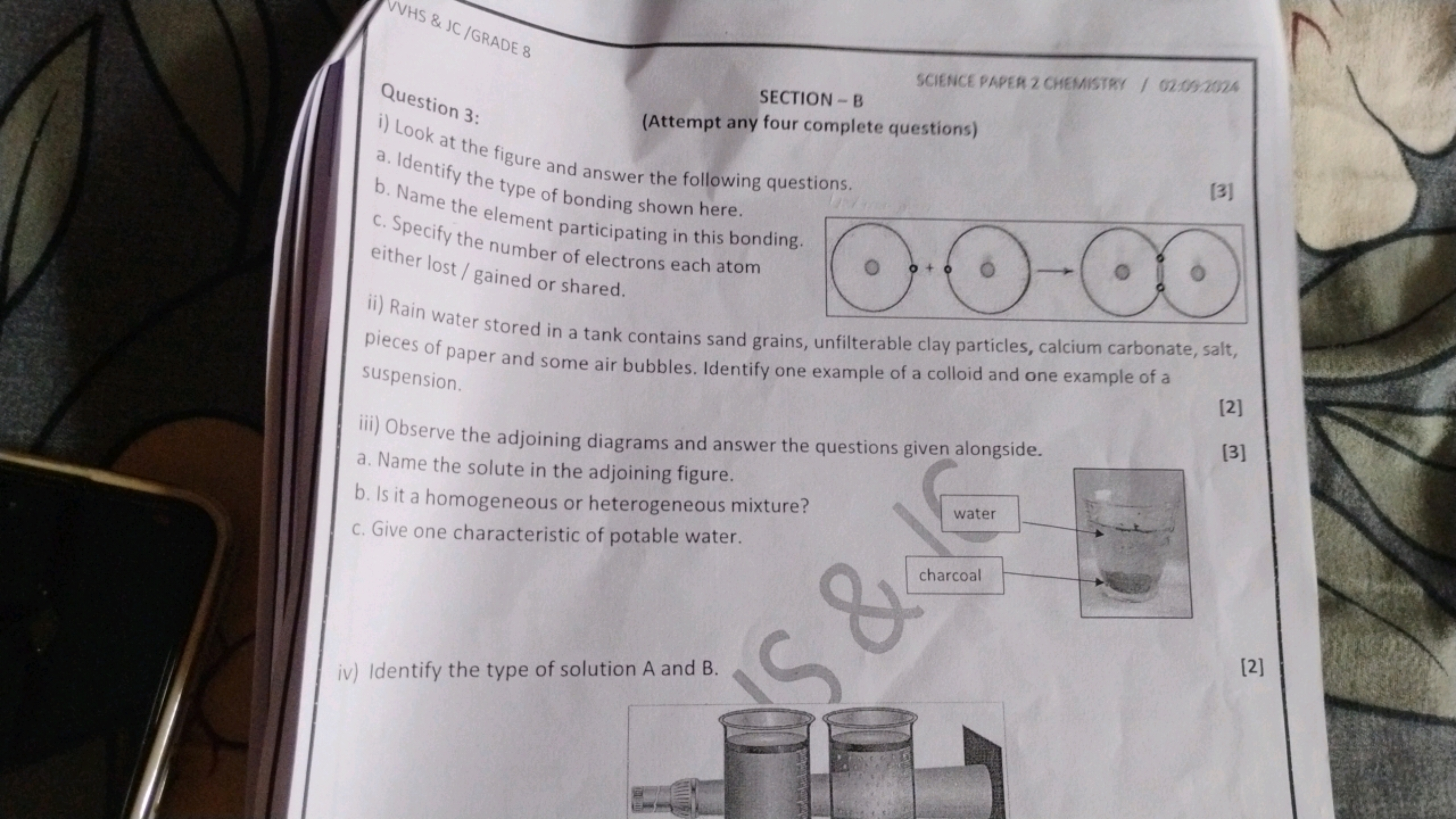 

Question 3:
SECTION - B
SCIENCE PAPER 2 CHEMISTRY / 020022024
i) Loo