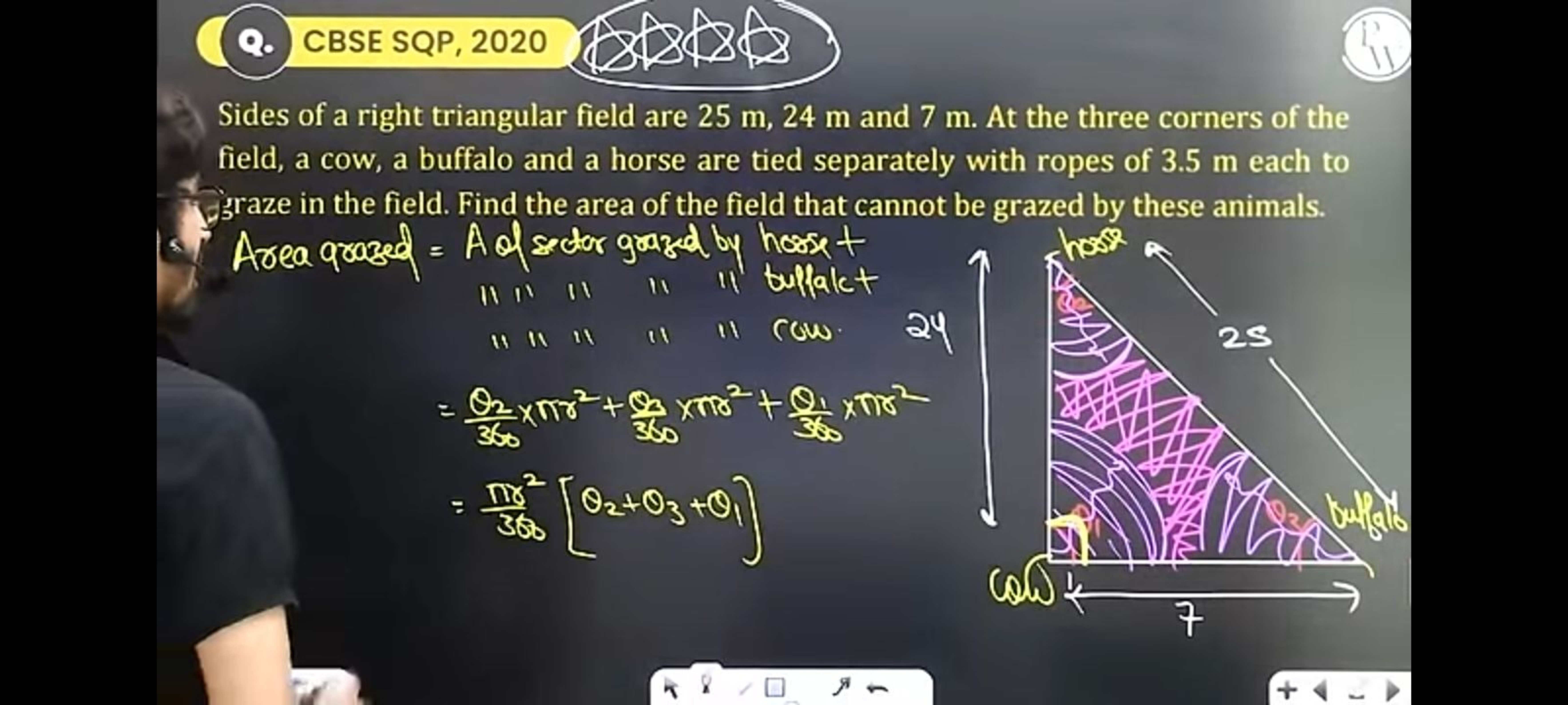 ๑. CBSE SQP, 2020 SA

Sides of a right triangular field are 25 m,24 m 