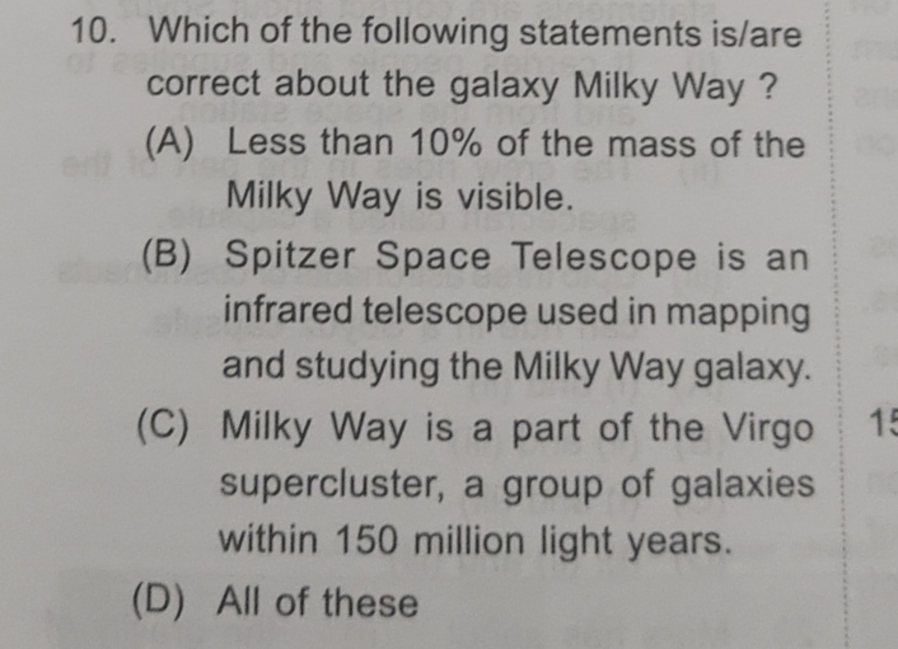 10. Which of the following statements is/are correct about the galaxy 