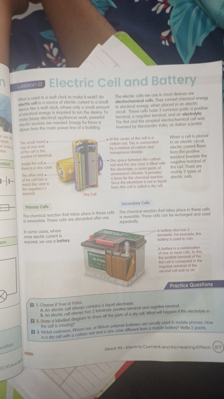 Lossone Electric Cell and Battery
What is used in a wall clock to make