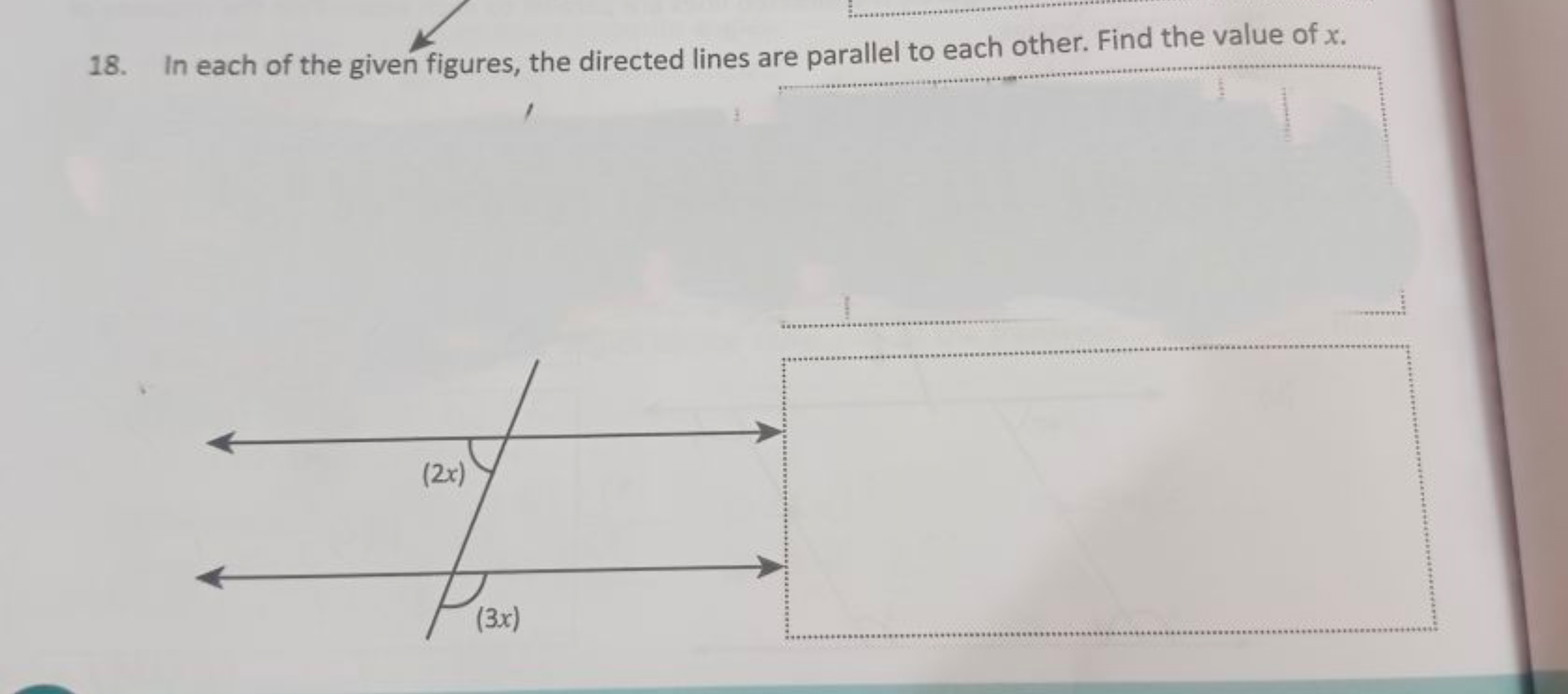 18. In each of the given figures, the directed lines are parallel to e