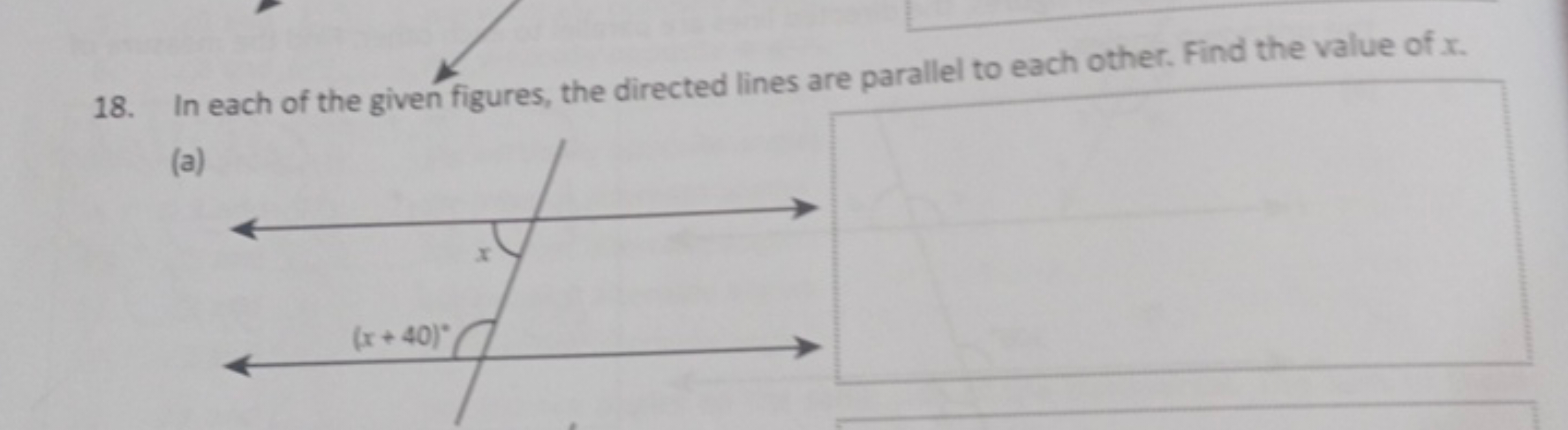 18. In each of the given figures, the directed lines are parallel to e