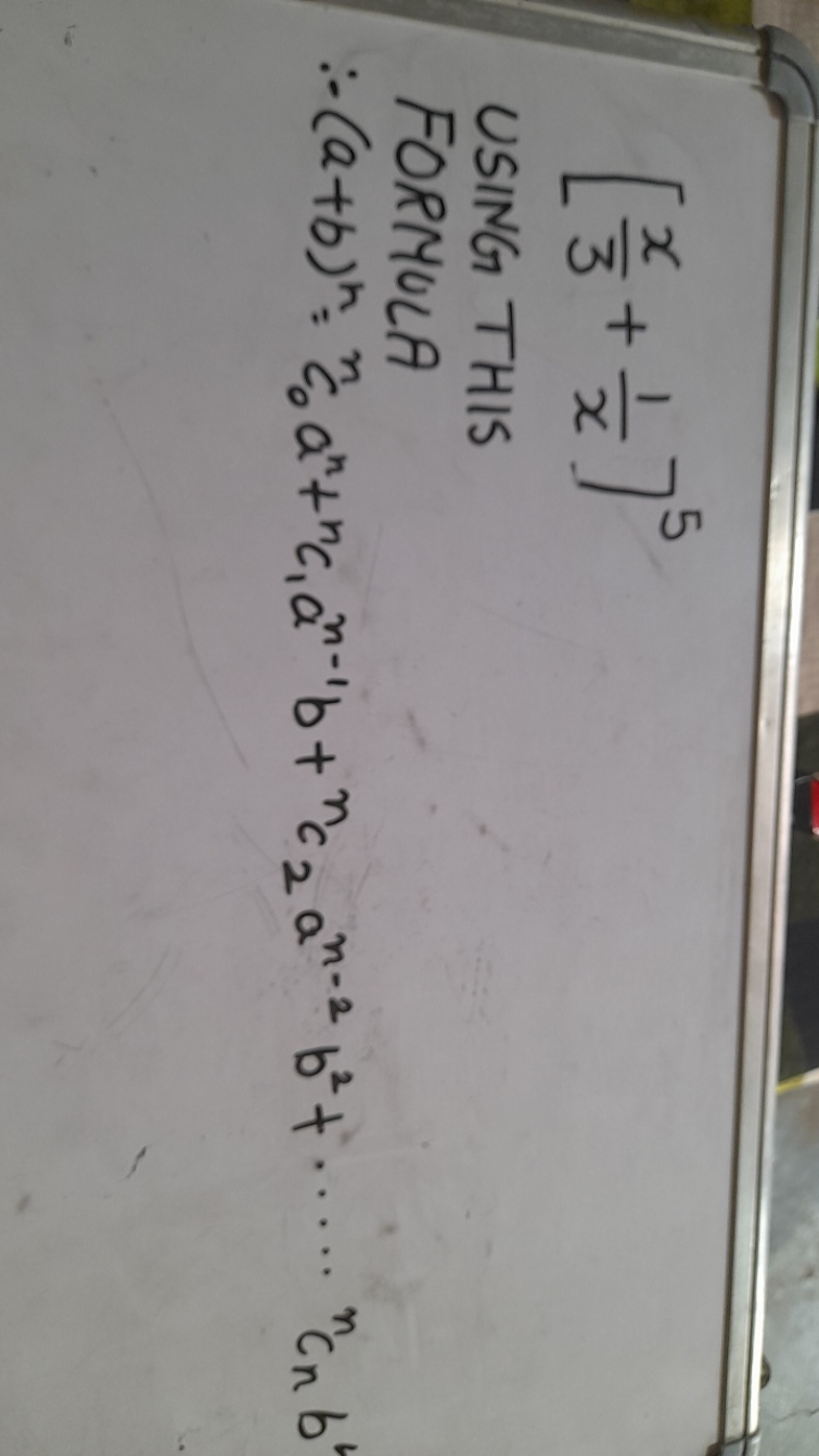 \[
\left[ \frac { x } { 3 } + \frac { 1 } { x } \right] ^ { 5 }
\]

US