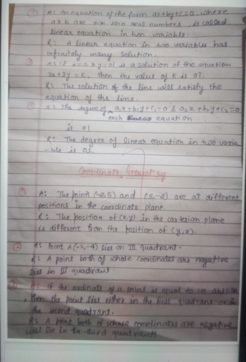 (9) A: in equation of the form ax+by+c=0, where a:b are nom cero seal 