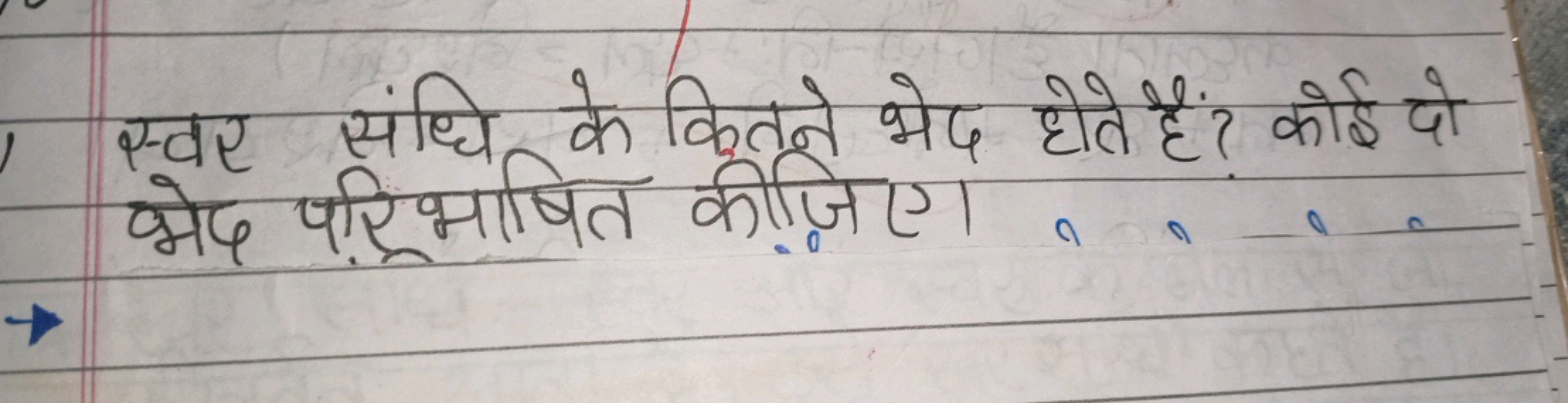 स्वर संधि के कितने भेद होते हैं? कोई दो भेद परिभाषित कीजिए।