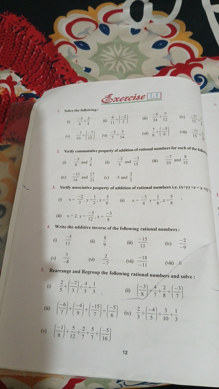 éxexcise 1.1
1. Solve the following:-
(i) 6−5​+43​
(ii) 116​+(3−2​)
(i