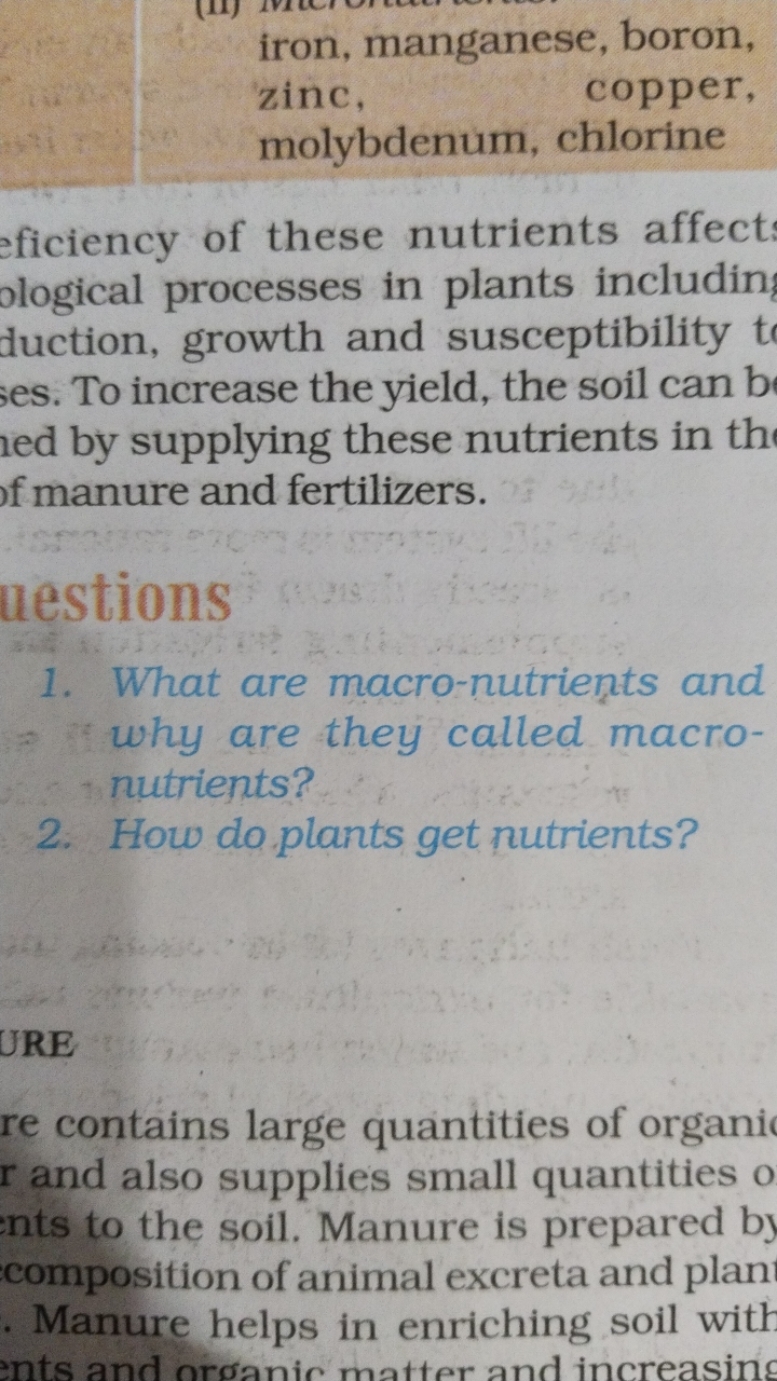 iron, manganese, boron, zinc, copper, molybdenum, chlorine
eficiency o