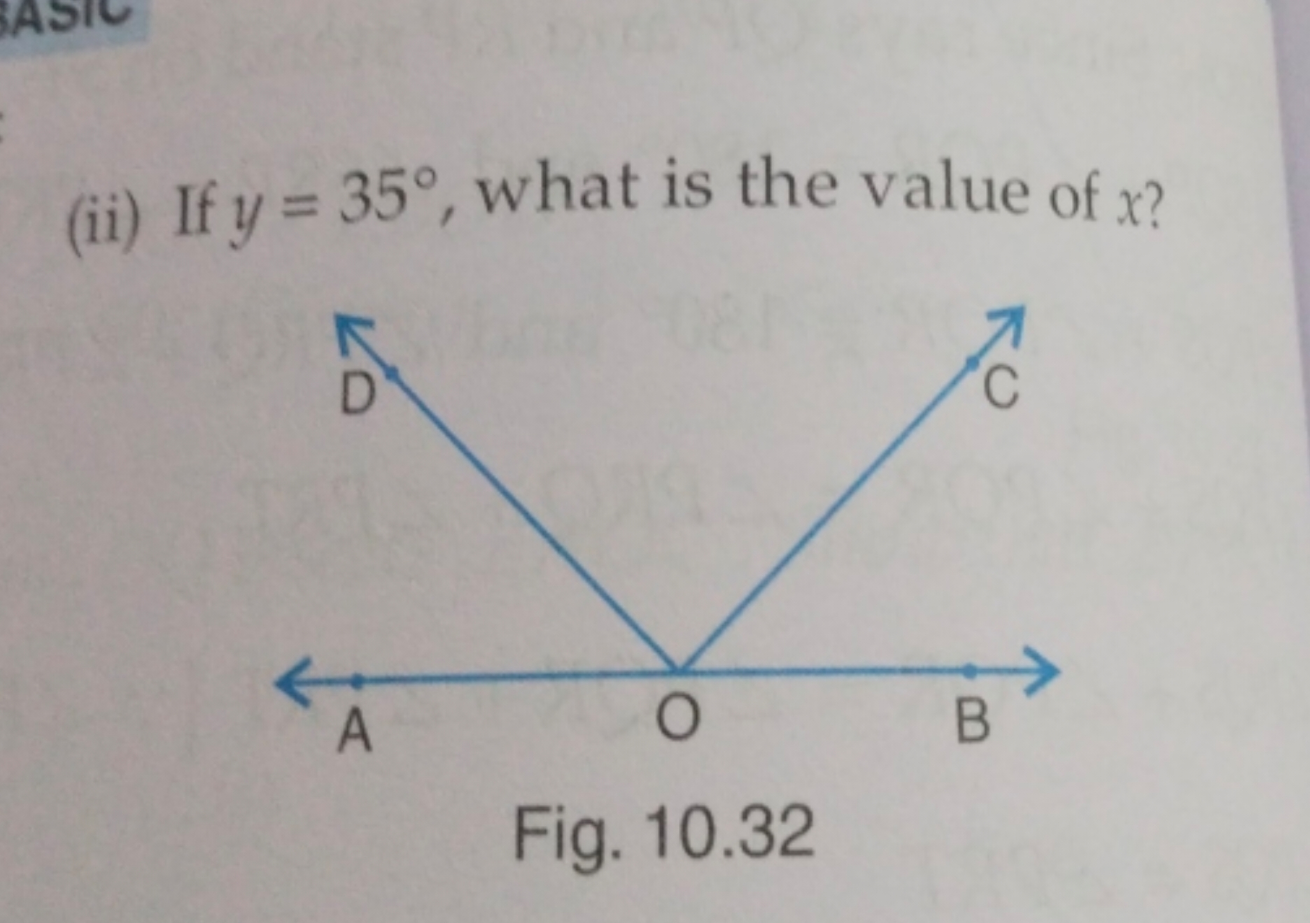 (ii) If y=35∘, what is the value of x ?

Fig. 10.32