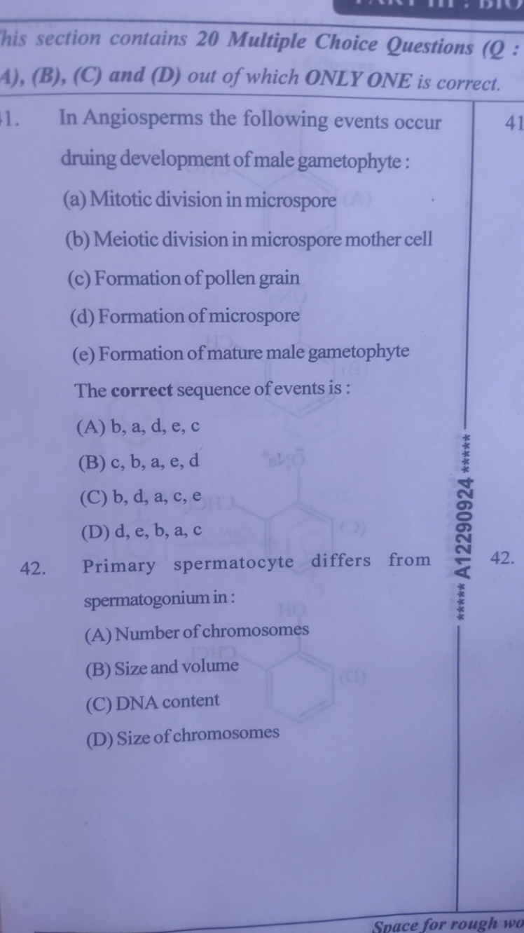 his section contains 20 Multiple Choice Questions (Q :
4), (B), (C) an