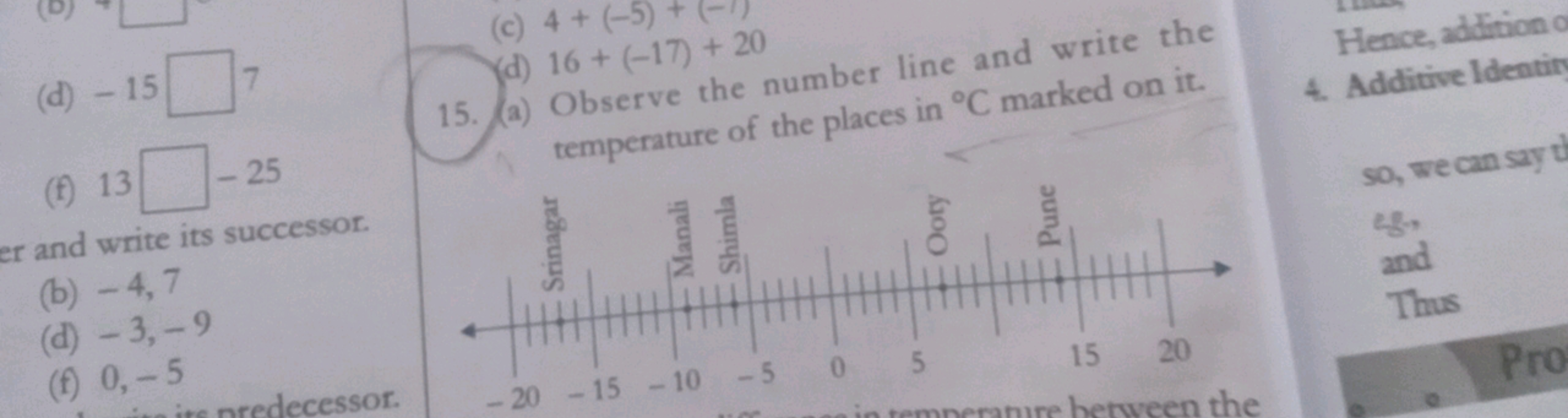  (d) - 15 □ 7 (f) 13 □ −25 er and write its successor. (b) −4,7 (d) −3