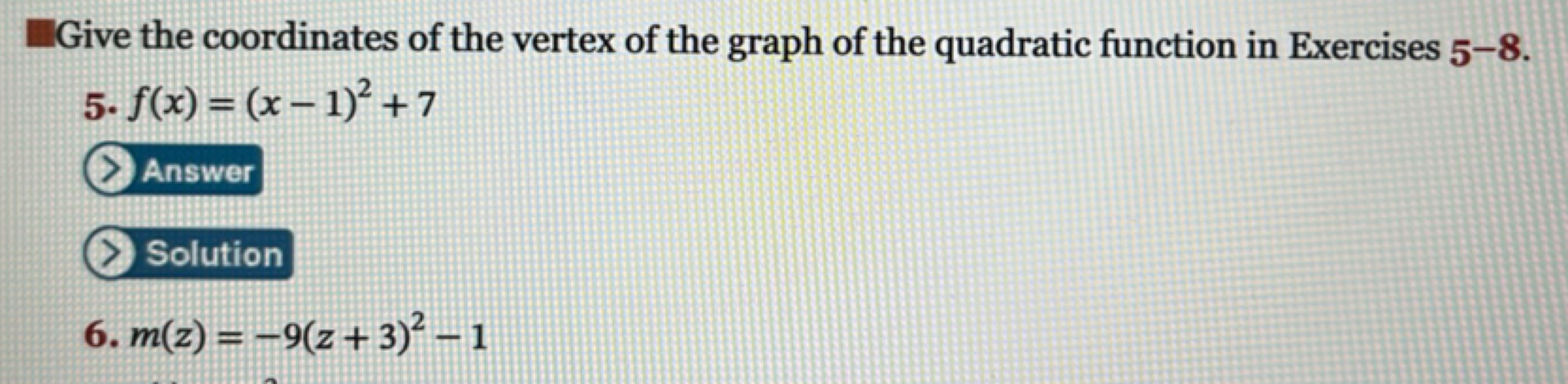 Give the coordinates of the vertex of the graph of the quadratic funct