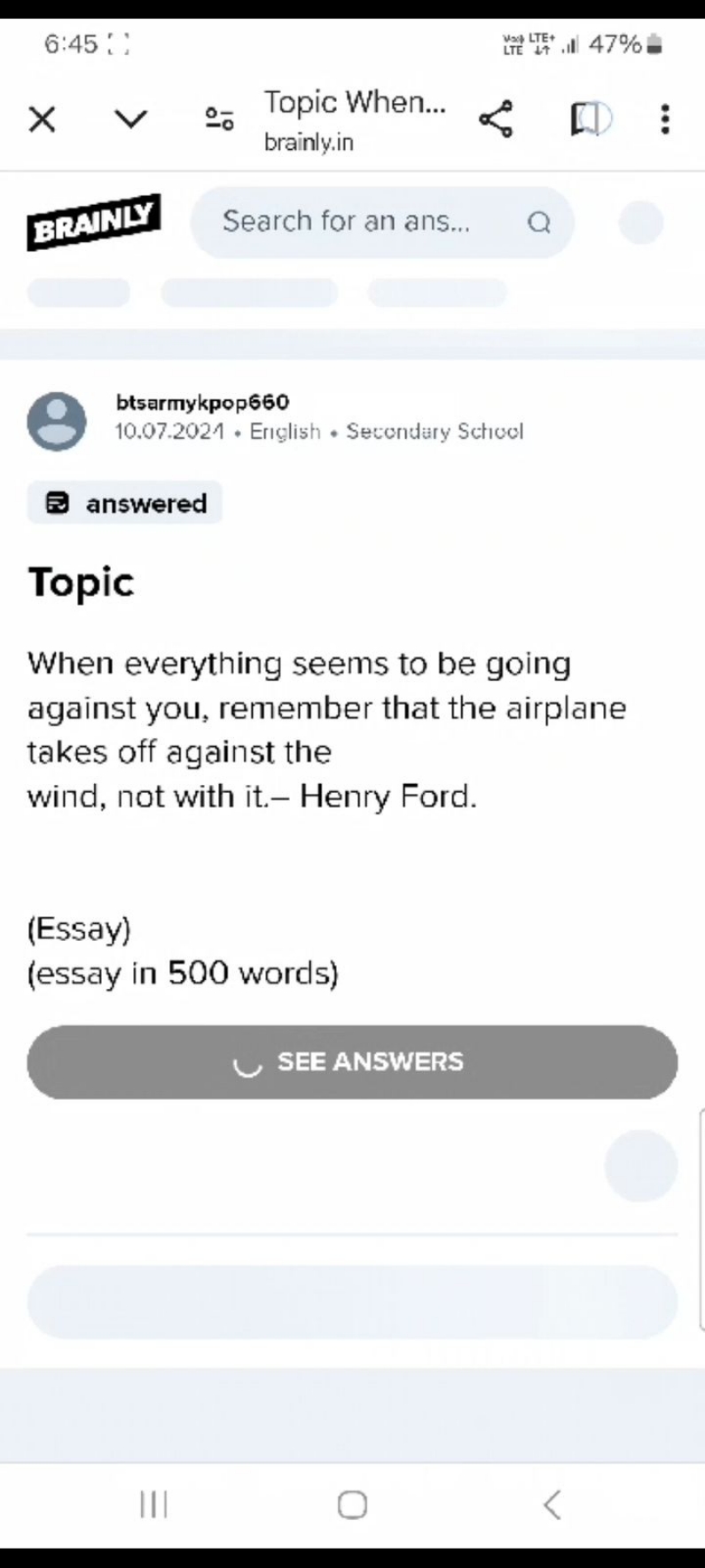 6:45：
--
Topic When...
brainly.in
Bring
Search for an ans...
btsarmykp