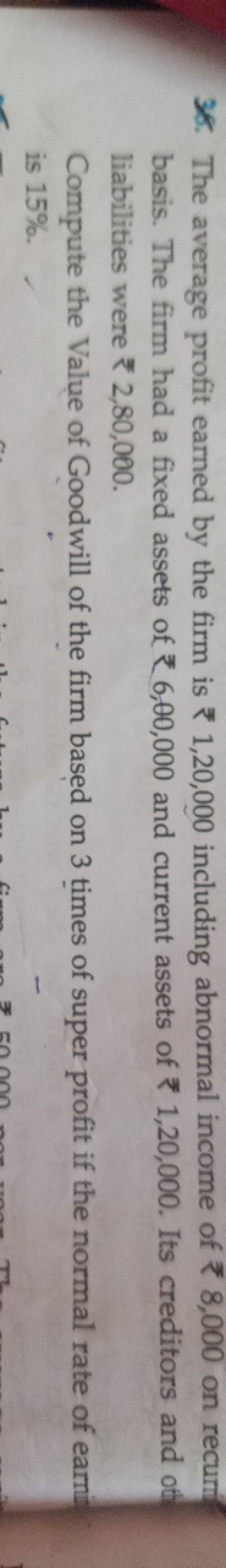 38. The average profit earned by the firm is ₹1,20,000 including abnor