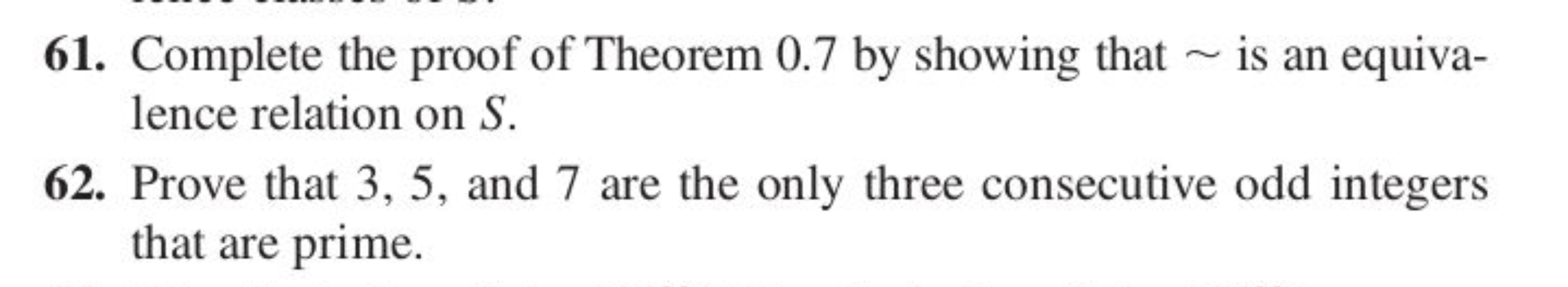 61. Complete the proof of Theorem 0.7 by showing that ∼ is an equivale