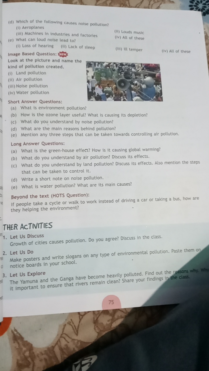 (d) Which of the following causes nolse pollution?
(i) Aeroplanes
(iii