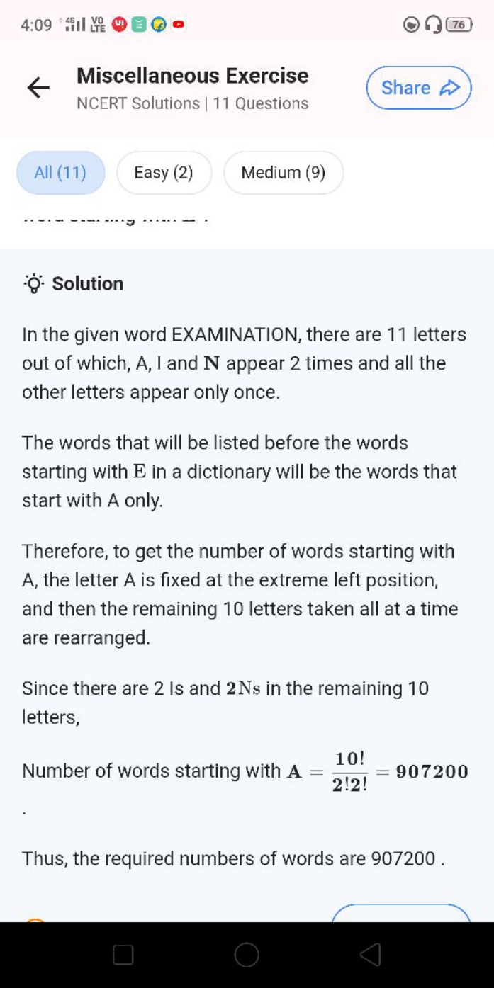 
76
Miscellaneous Exercise
NCERT Solutions | 11 Questions
Share
All (1