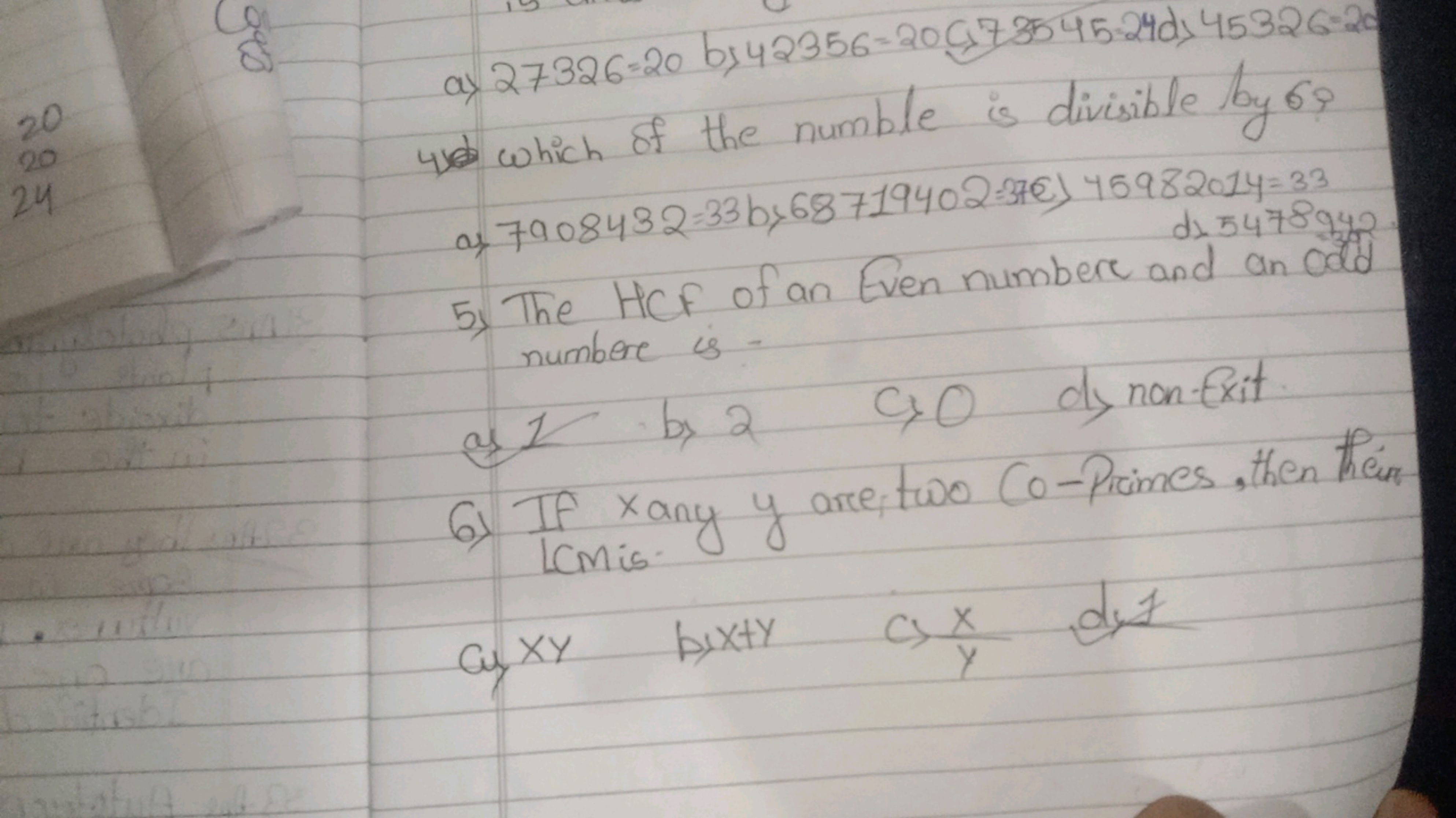 a) 27326=20 b> 42356=20c73545=24d>45326=20 4 which of the numble is di