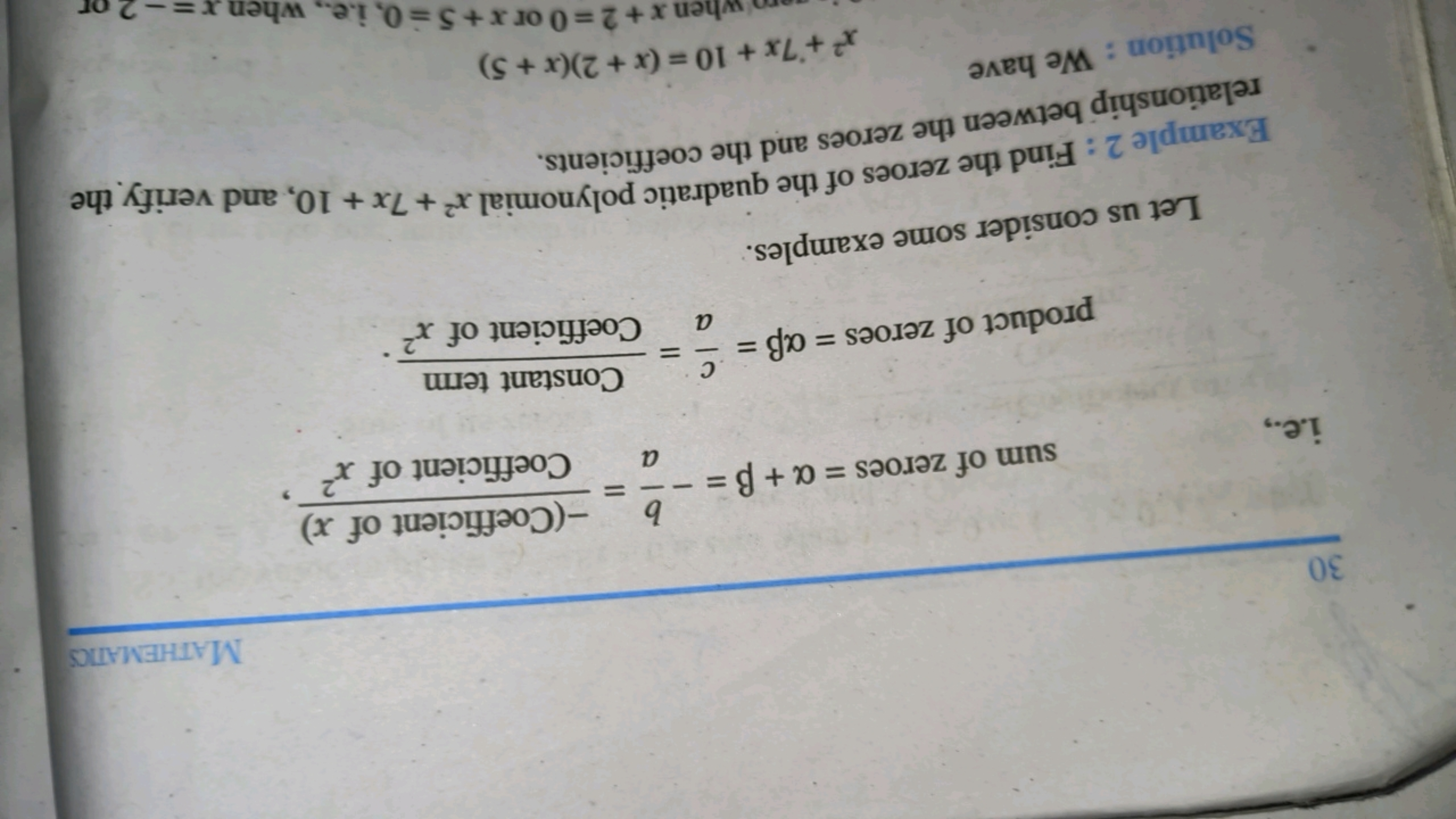 30
i.e.,
sum of zeroes = α+ẞ=
a
b -(Coefficient of x)
=
Coefficient of