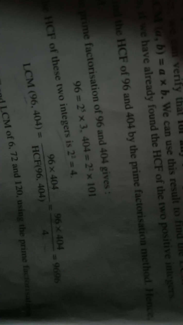 CM(a,b)=a×b. We can use this result to find uie re have already found 