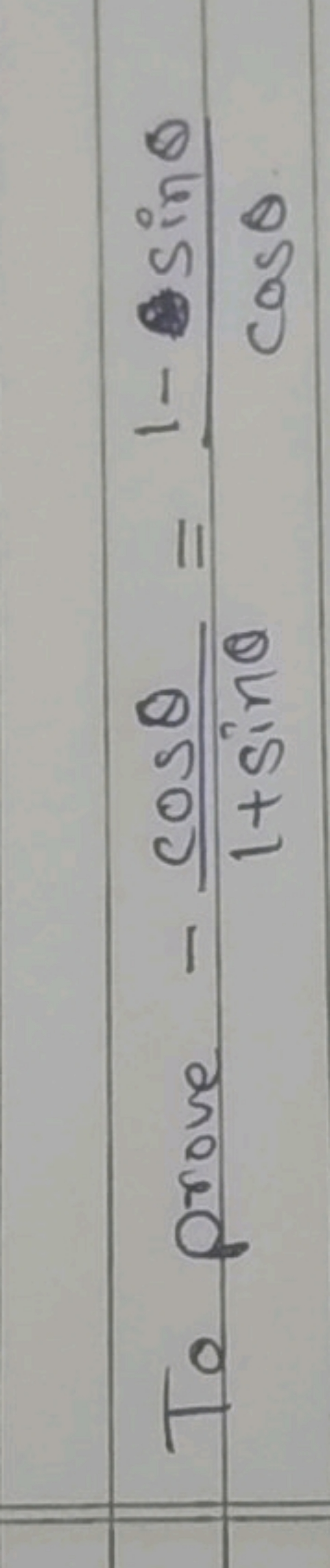 To prove −1+sinθcosθ​=cosθ1−sinθ​