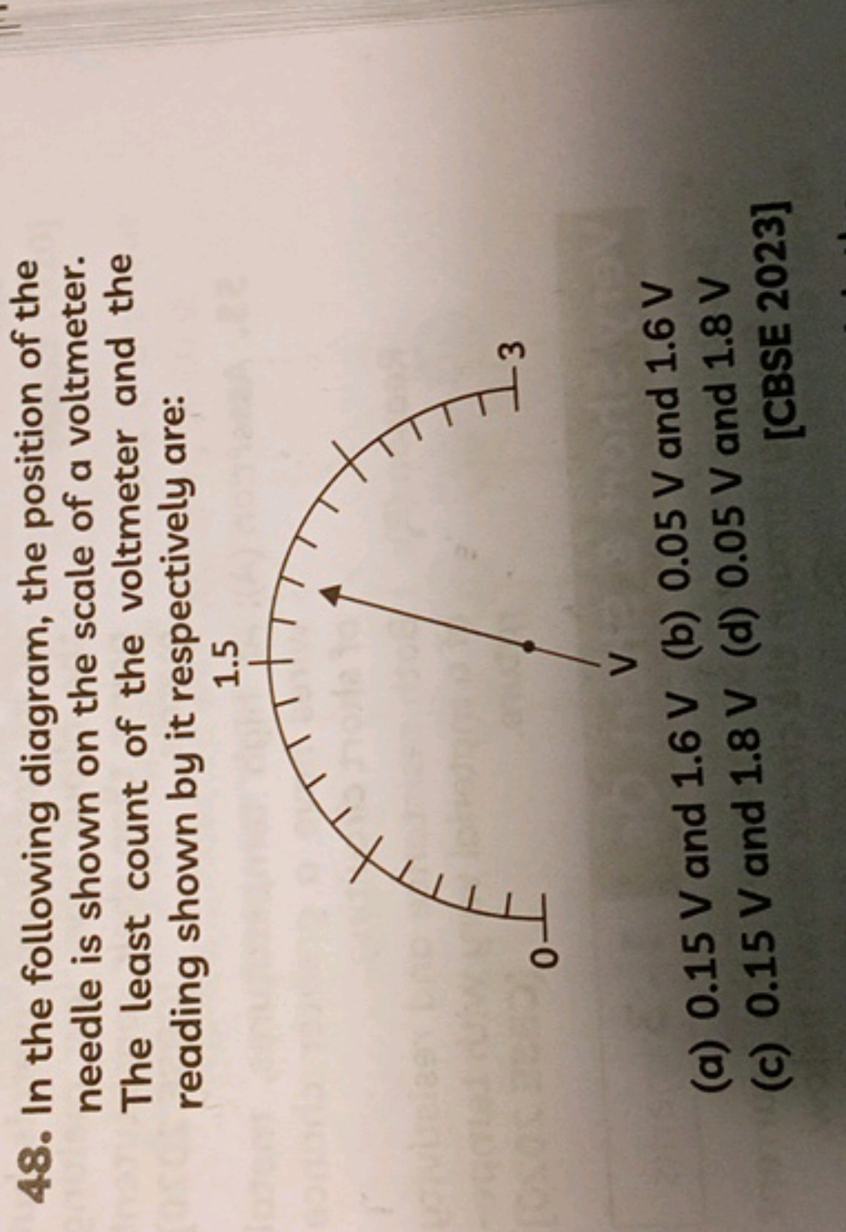 48. In the following diagram, the position of the needle is shown on t