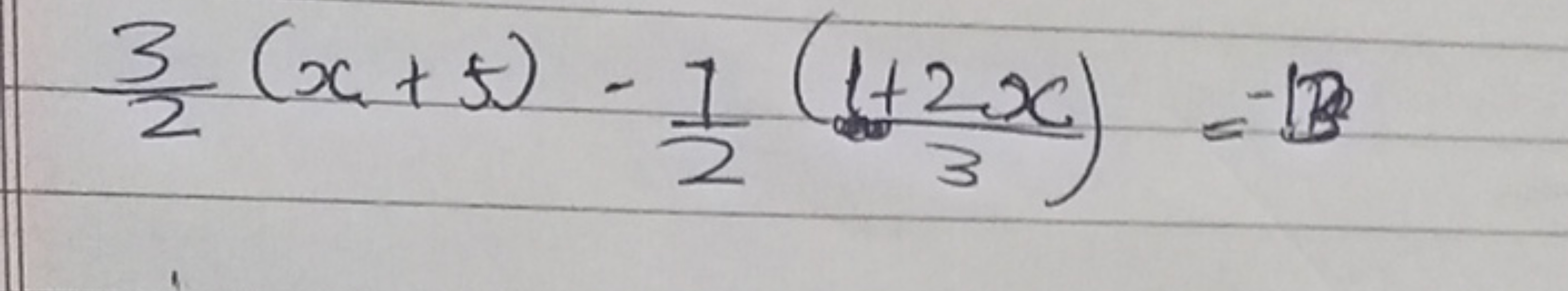 23​(x+5)−21​(31+2x​)=−13