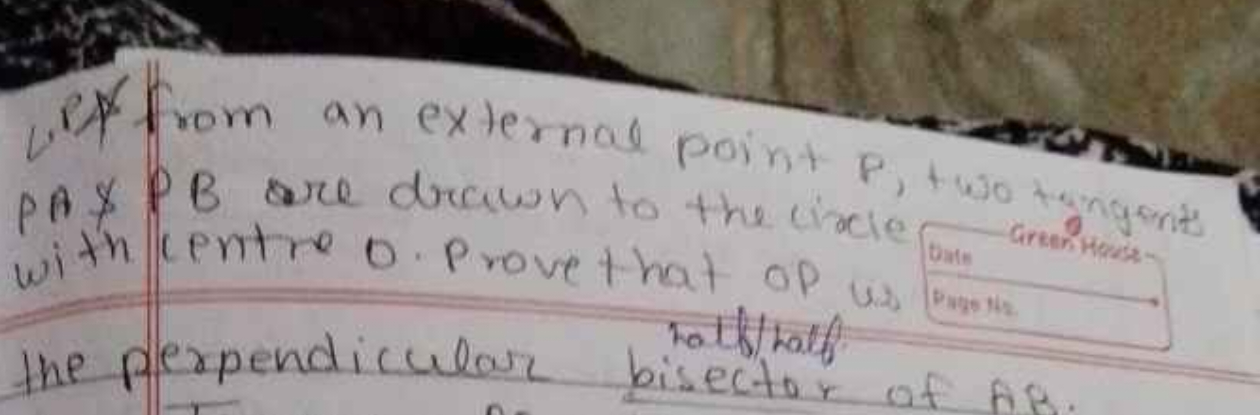 ix from an external point P, two tran gent PA % PB are drawn to the ci