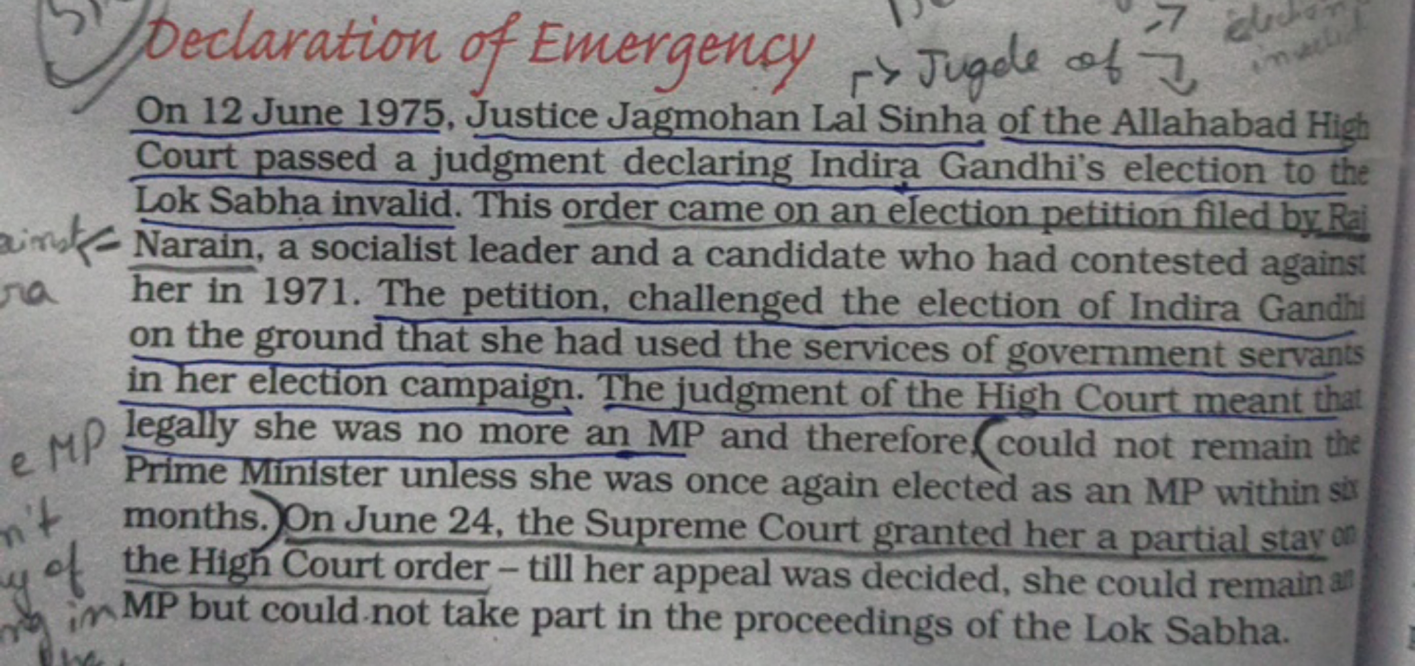 On 12 June 1975, Justice Jagmohan Lal Sinha of the Allahabad High Cour