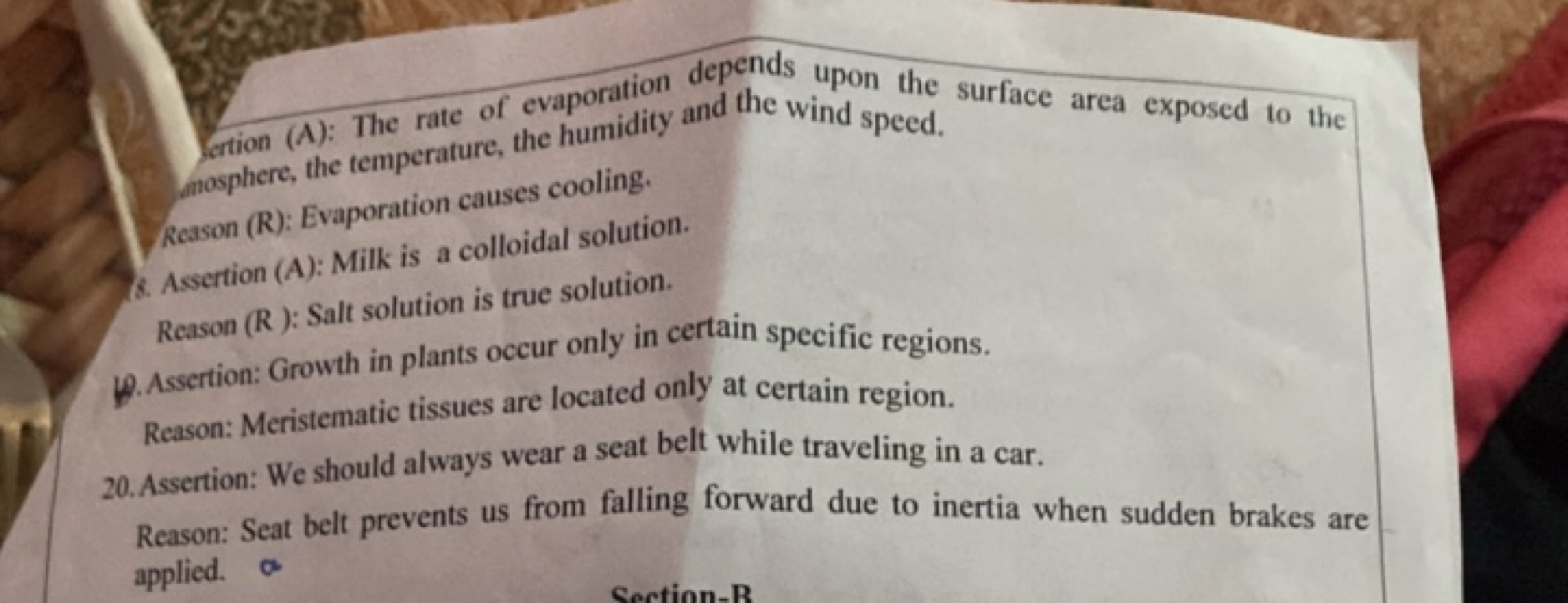 yertion (A): The rate of evaporation depends upon the surface area exp