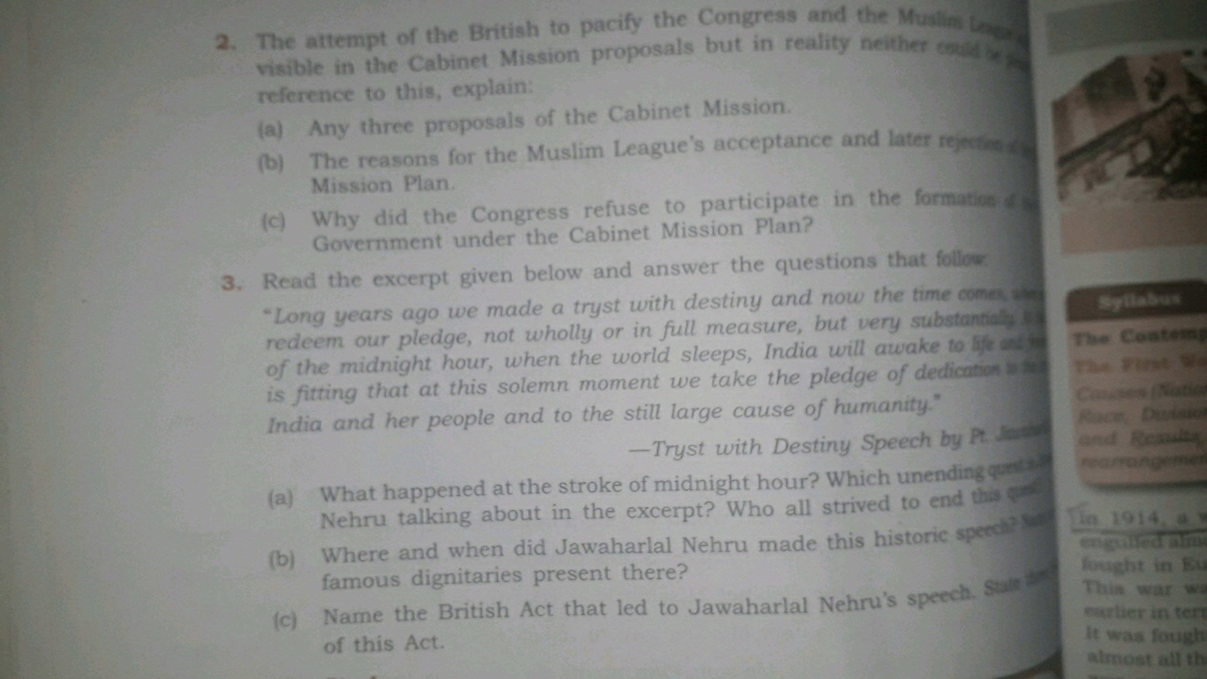 2. The attempt of the British to pacify the Congress and the Mualin le