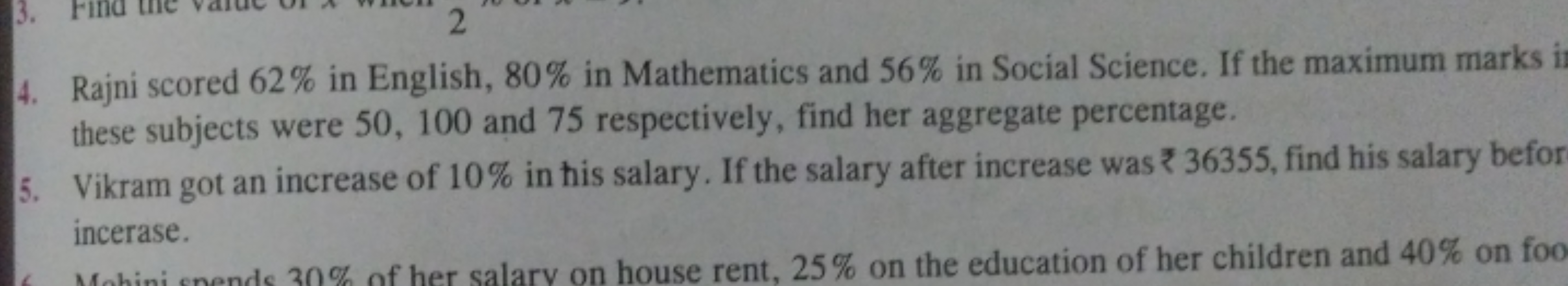 3.
2
4. Rajni scored 62% in English, 80% in Mathematics and 56% in Soc