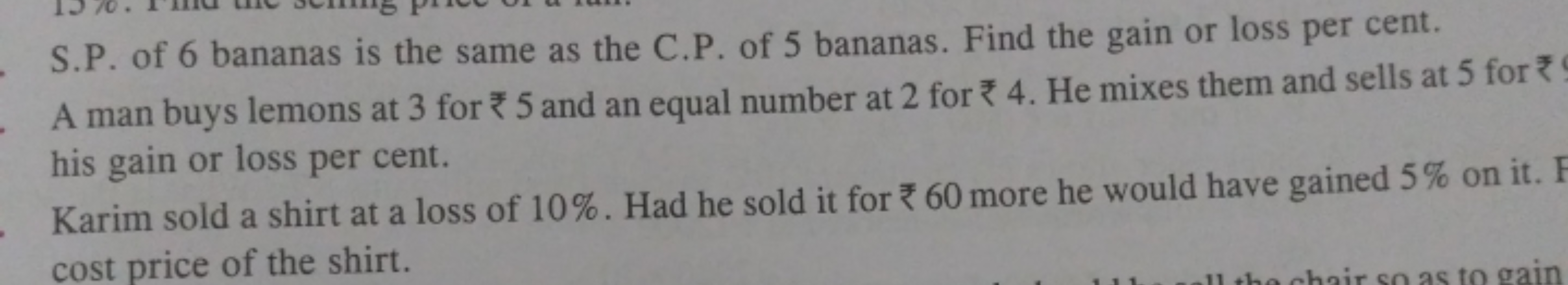 S.P. of 6 bananas is the same as the C.P. of 5 bananas. Find the gain 