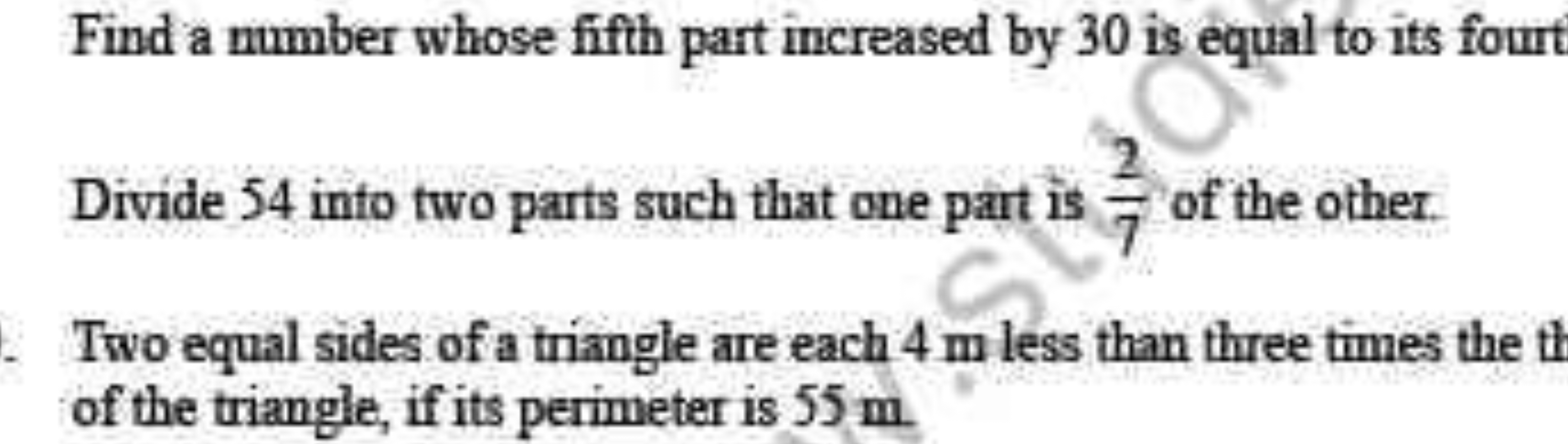 Find a number whose fifth part increased by 30 is equal to its four
Di