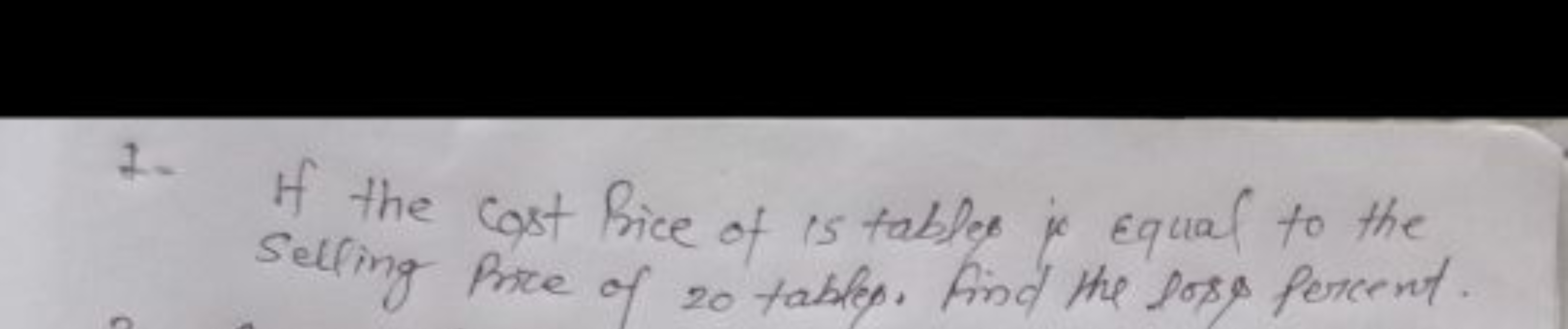 1. If the cost Bice of is tables ic equal to the selling Price of 20 t