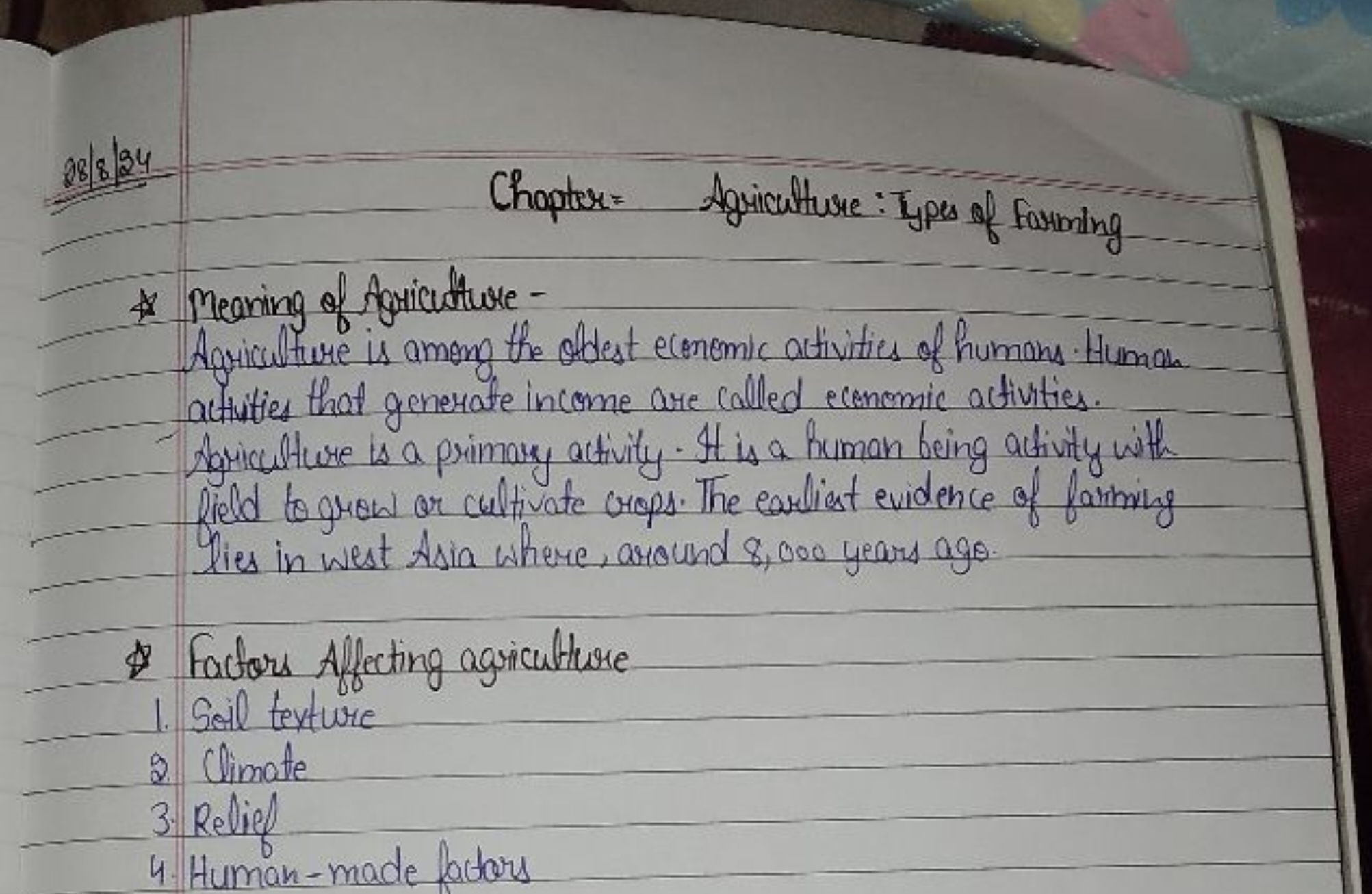 988834
Chapter = Agriculture: Hypes of farming
* Meaning of Agricultur