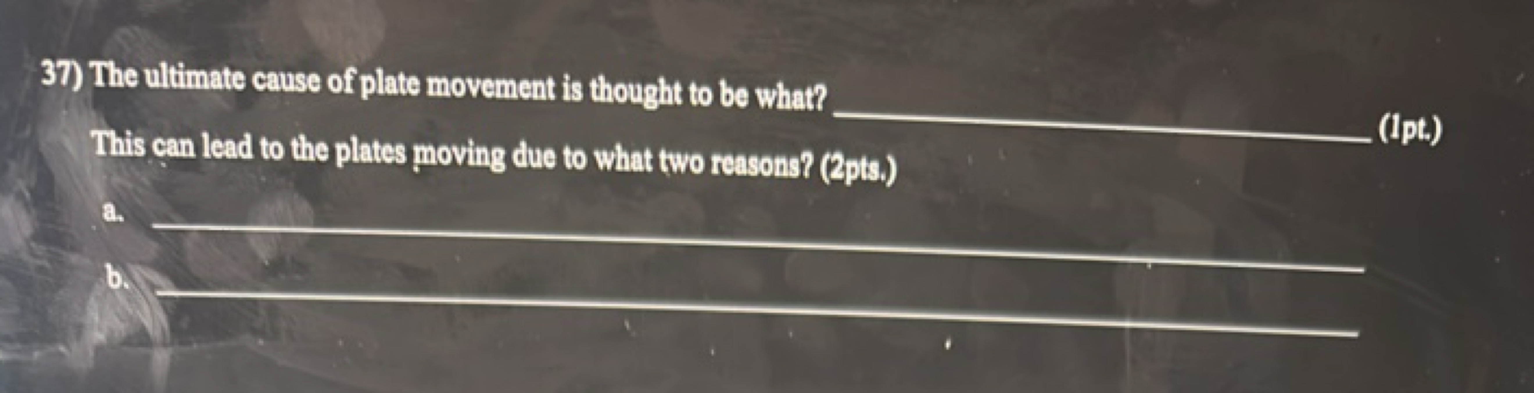 37) The ultimate cause of plate movement is thought to be what?

This 