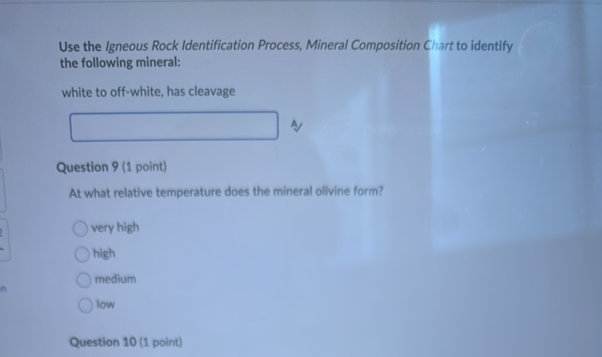 Use the Igneous Rock Identification Process, Mineral Composition Chart