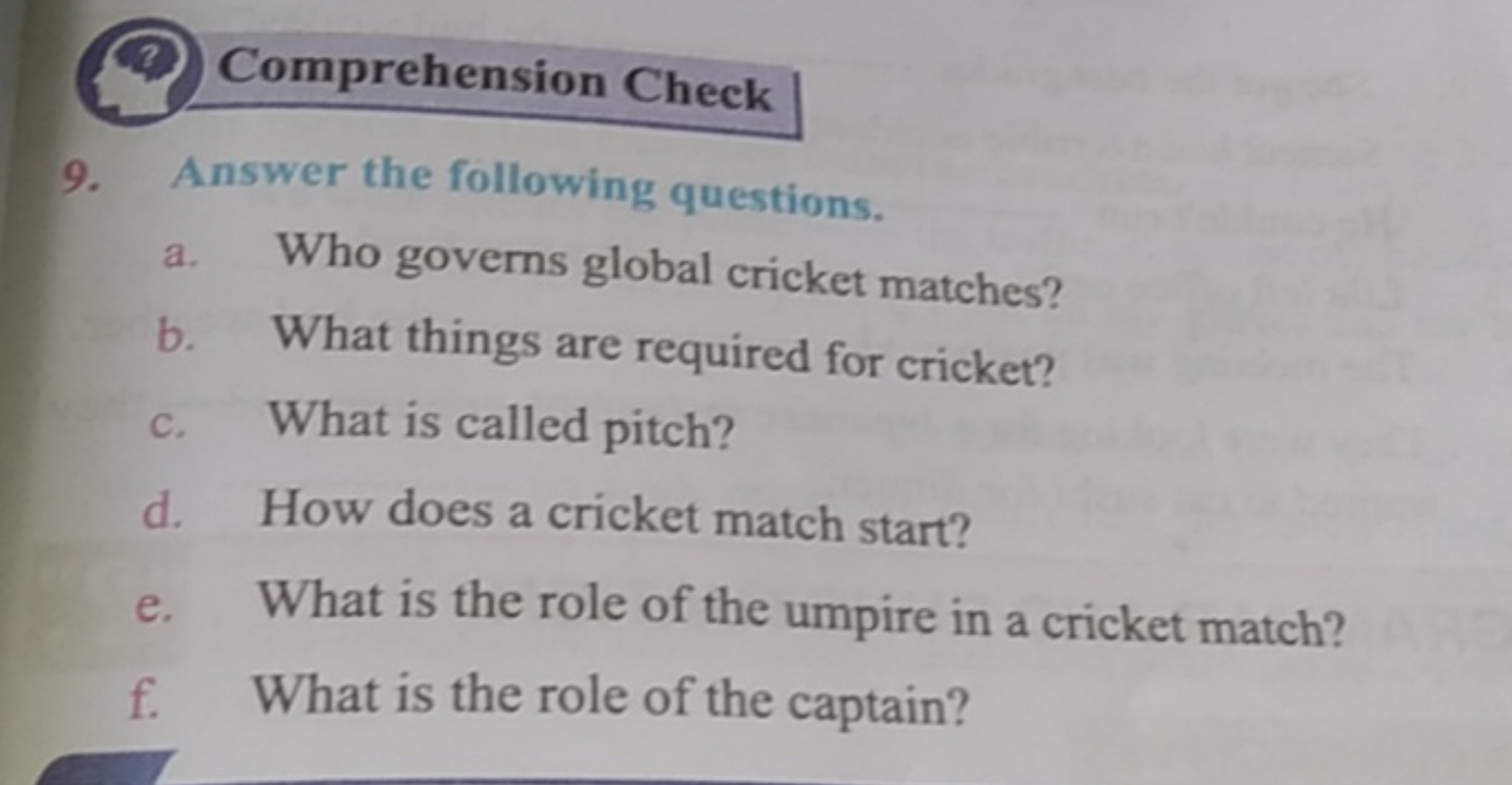 Comprehension Check
9. Answer the following questions.
a. Who governs 