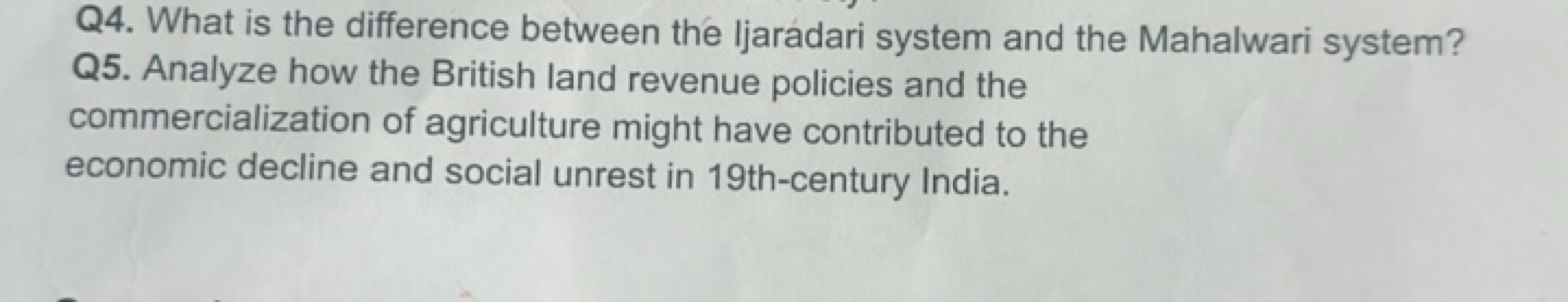 Q4. What is the difference between the ljaradari system and the Mahalw