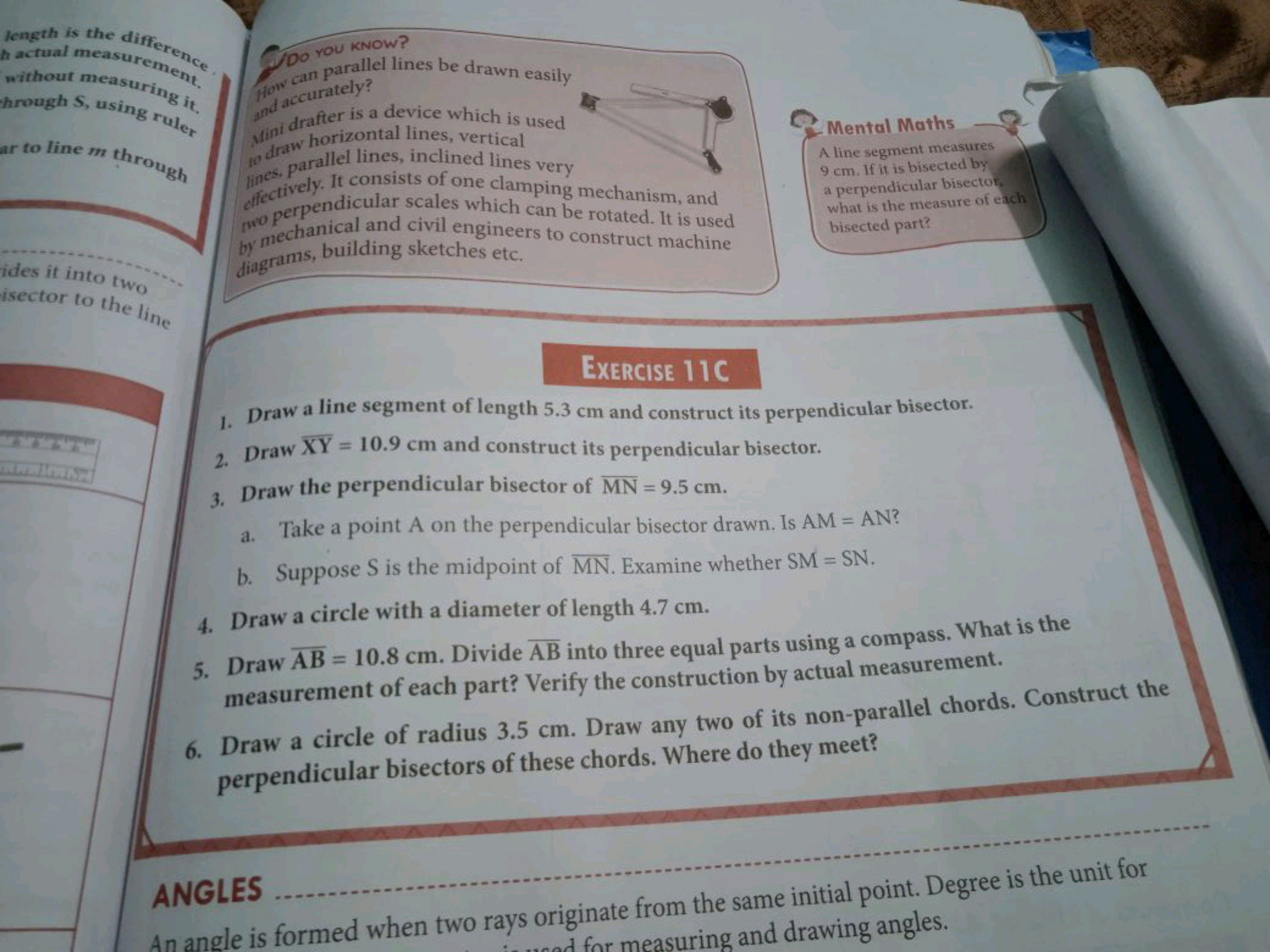 ANGLES 
An angle is formed when two rays originate from the same initi