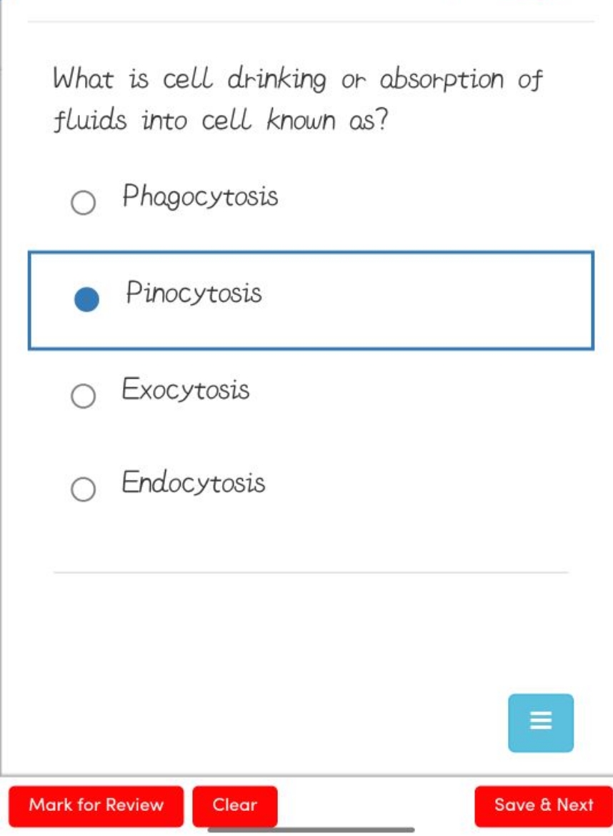 What is cell drinking or absorption of fluids into cell known as?
Phag