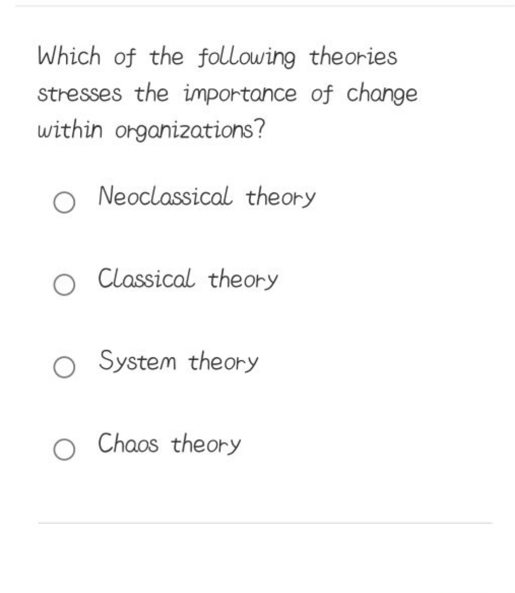 Which of the following theories stresses the importance of change with