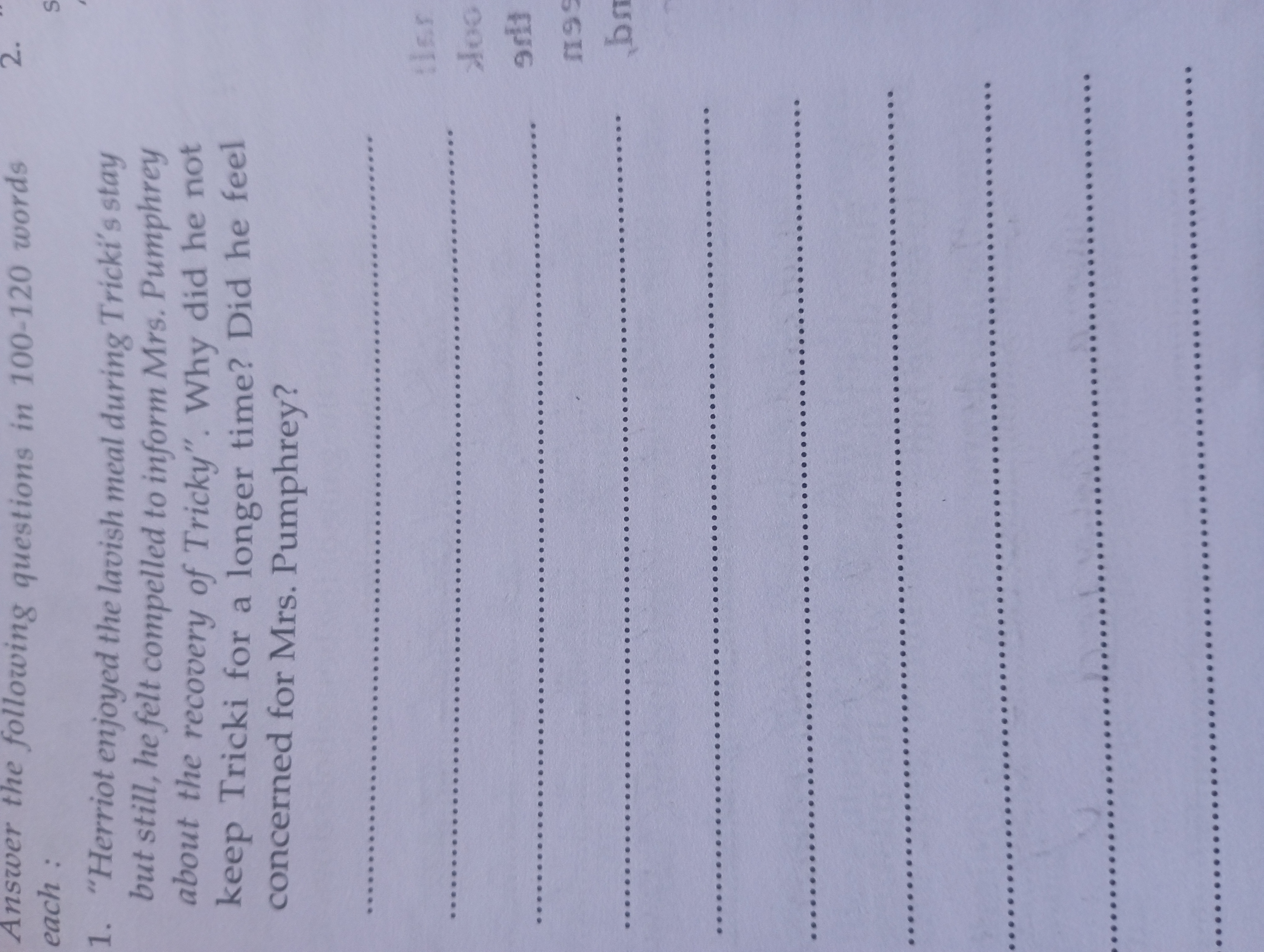 Answer the following questions in 100-120 words each :
1. "Herriot enj