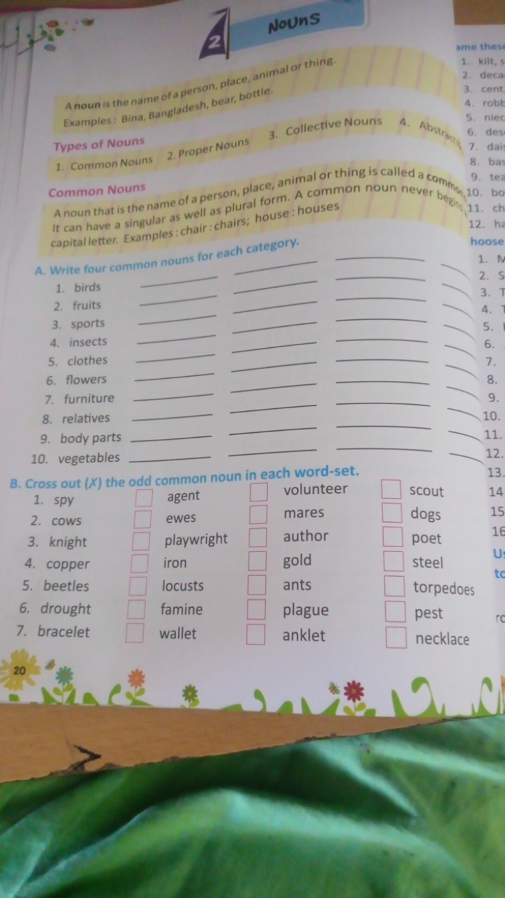 Nouns
2

A noun is the name of a person, place, animal or thing.
Examp