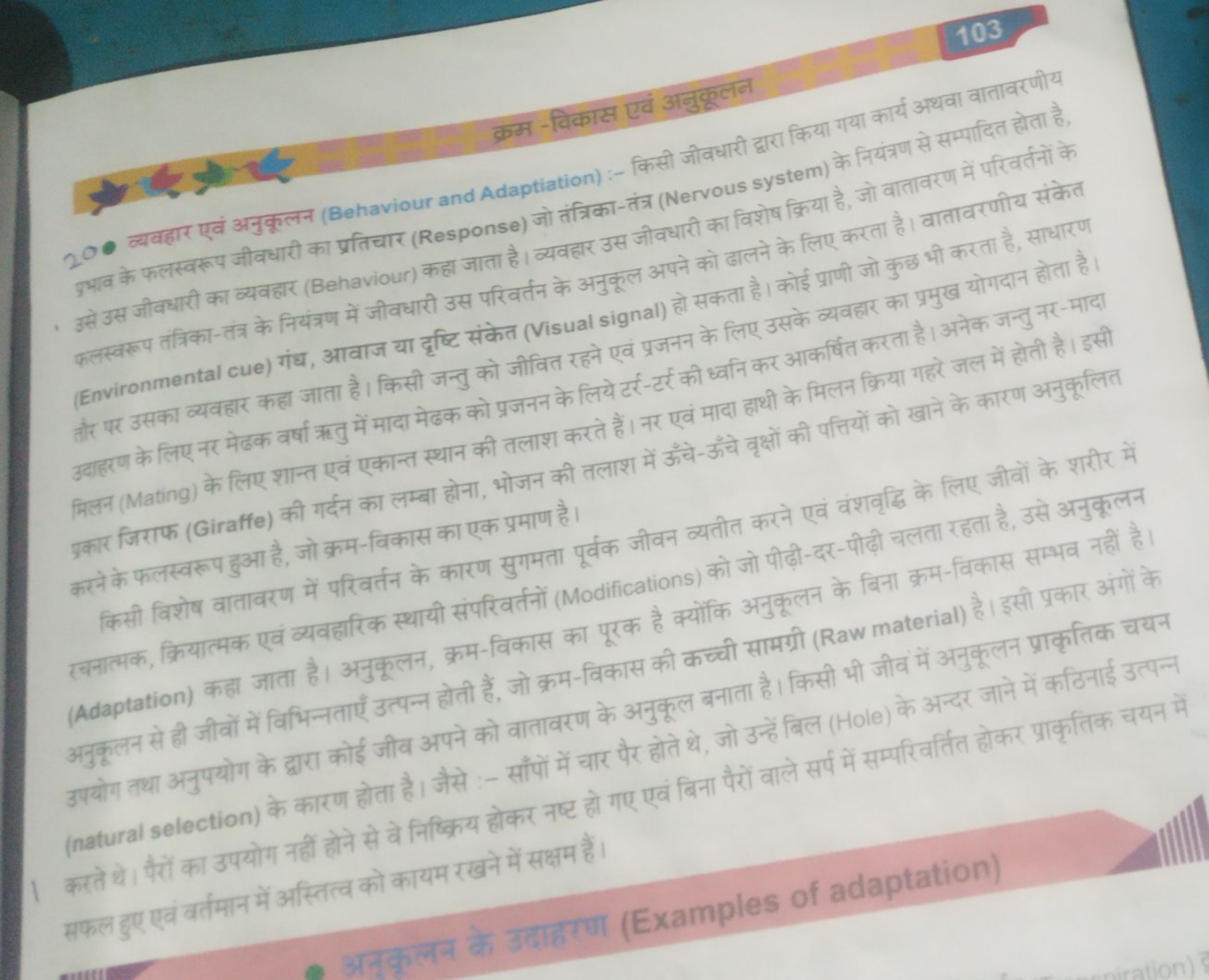 103

क्रम-विकास एवं अनुकूलन
200 व्यवहार एवं अनुकूलन (Behaviour and Ada